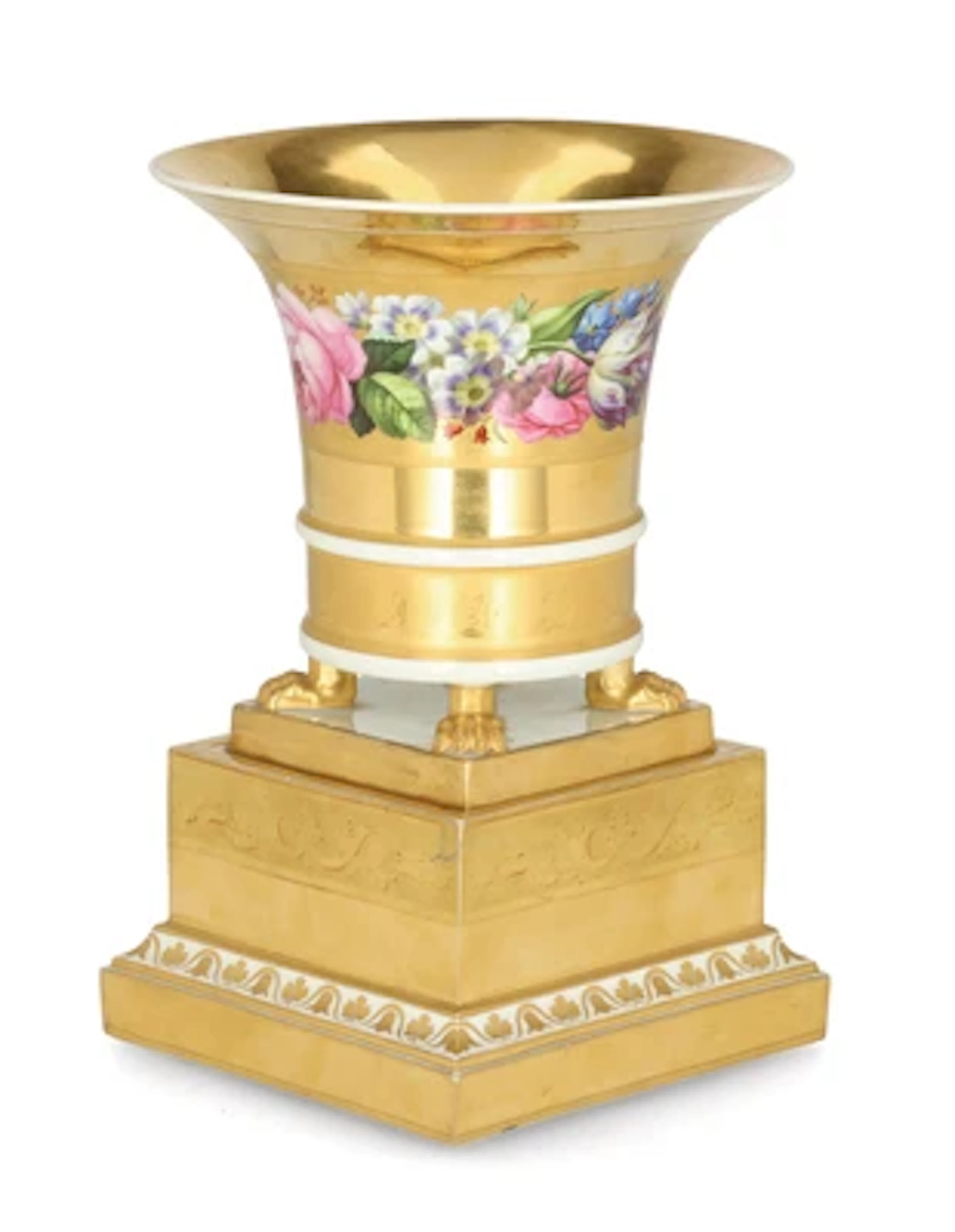 Akrostichon Kratervase mit ähnlichem Sockel, Kaiserliche Porzellanmanufaktur, Wien 1827