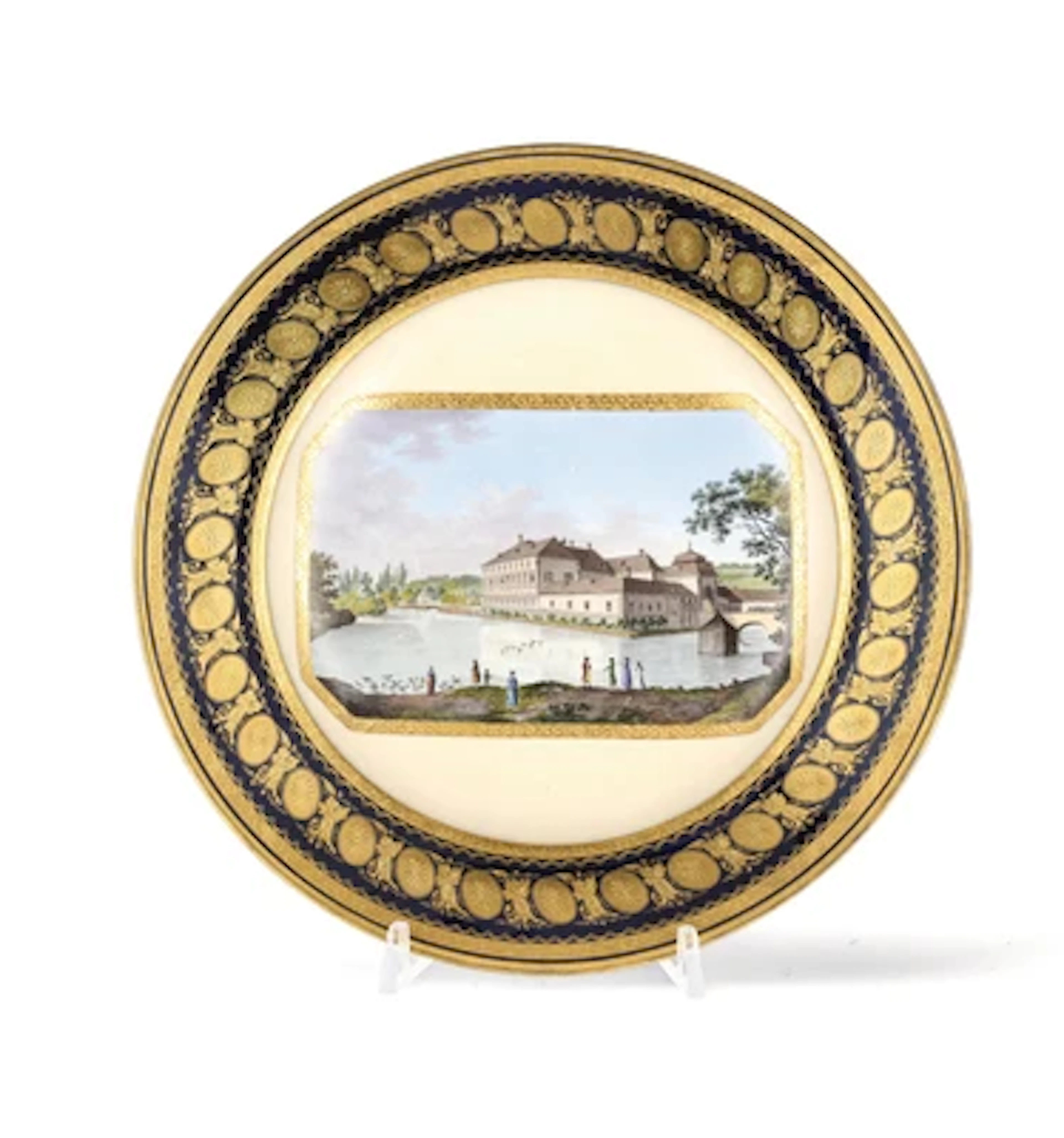 Vedutenteller „Vue du chateau de Hadersdorf avec une partie du Jardin“ Vedutenteller, Kaiserliche Porzellanmanufaktur, Wien um 1800, Sorgenthal Periode
