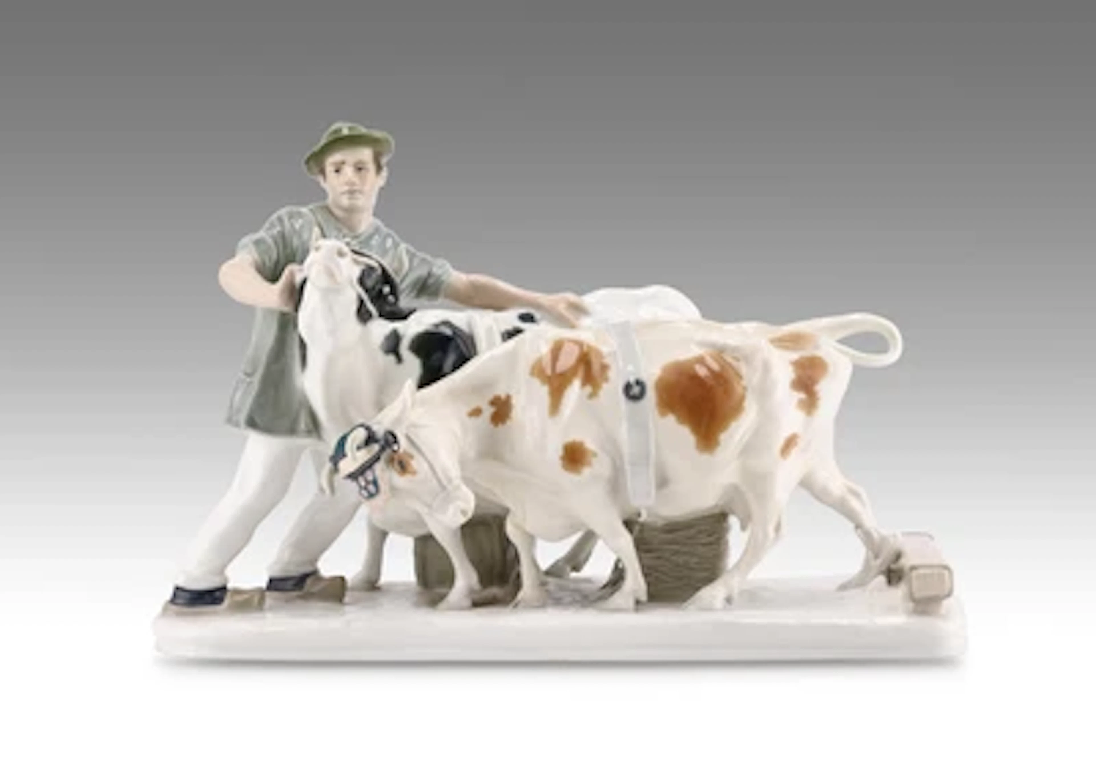 Otto Pilz (Sonneberg 1876-1934 Dresden), Porzellangruppe: Bauer mit zwei Kühen, Formnummer: X 123, Entwurf: um 1905, Ausführung: Porzellanmanufaktur Meissen, um 1934