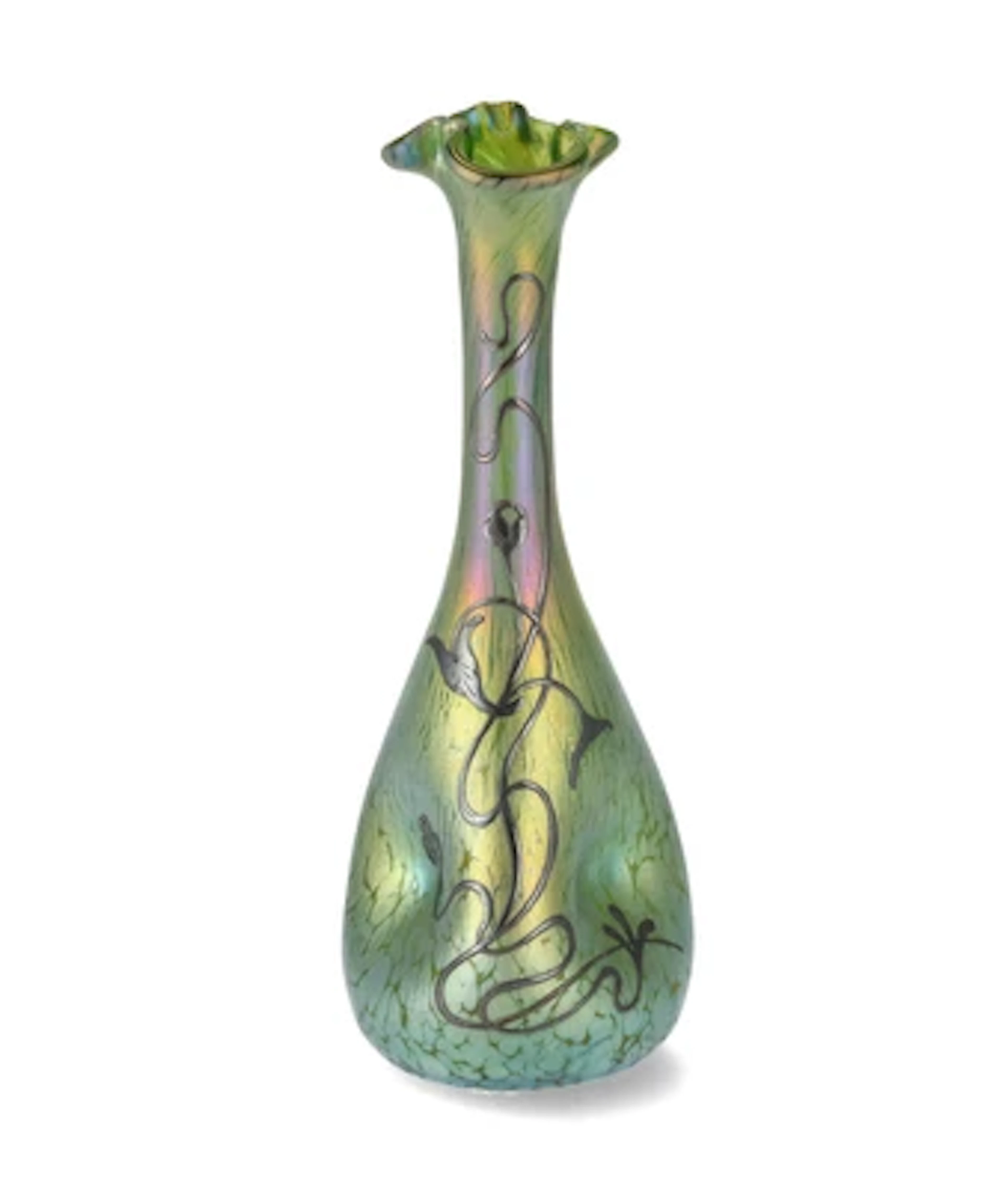 A vase with galvanoplastic floral decoration, Johann Lötz Witwe, Klostermühle
