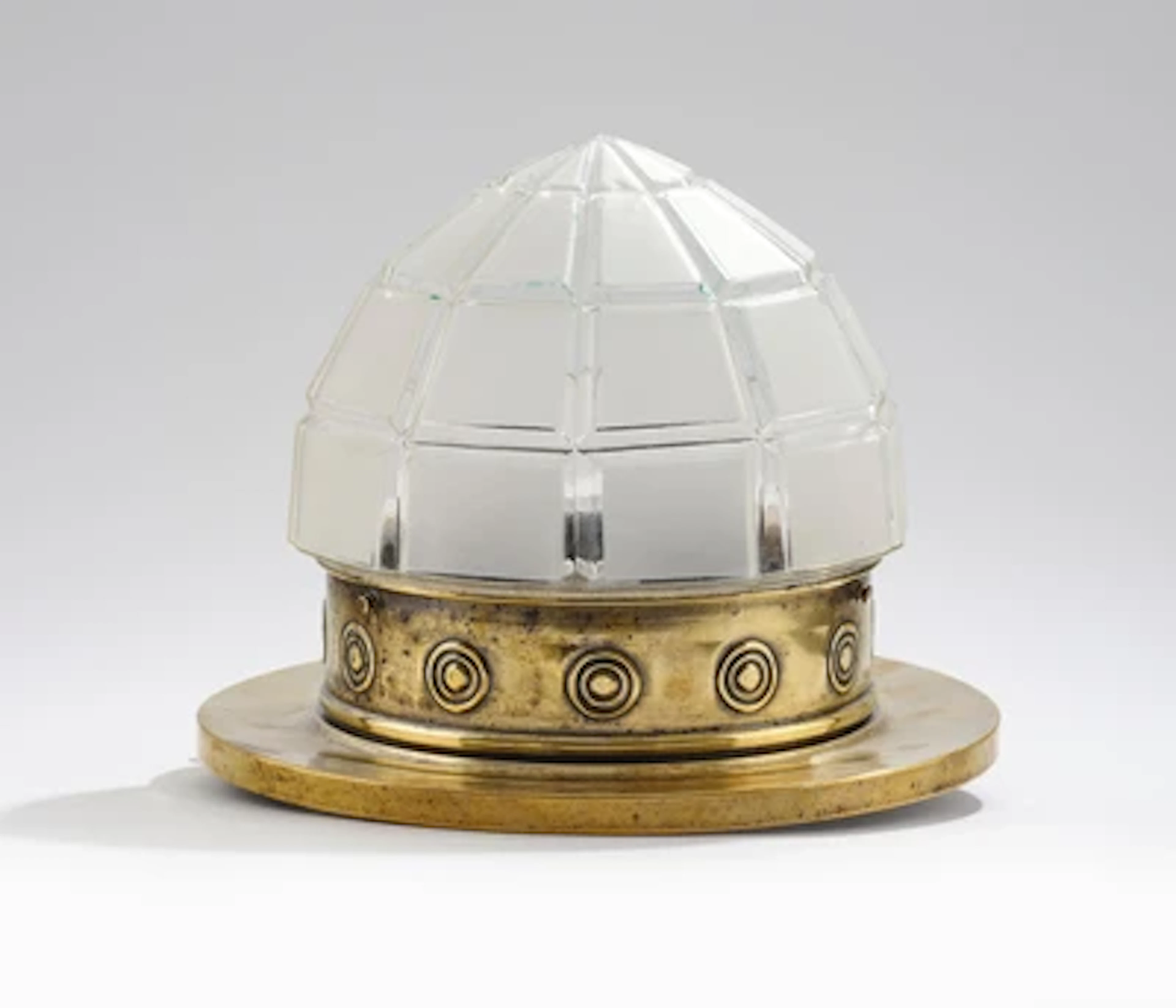 A ceiling lamp made of brass, in the style of the Vienna Secession