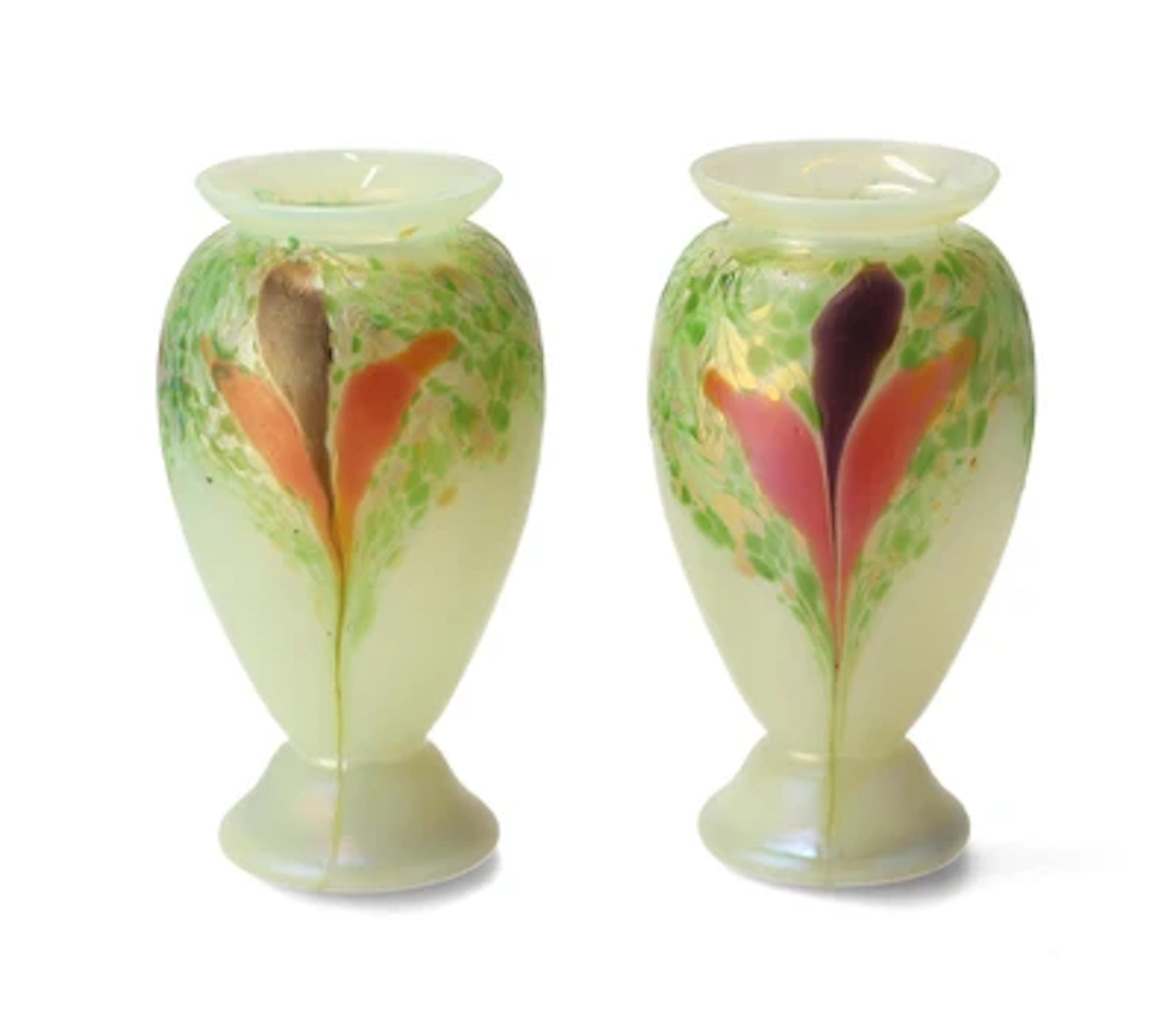 Two "Crocus" vases, Wilhelm Kralik Sohn, Eleonorenhain, c. 1900