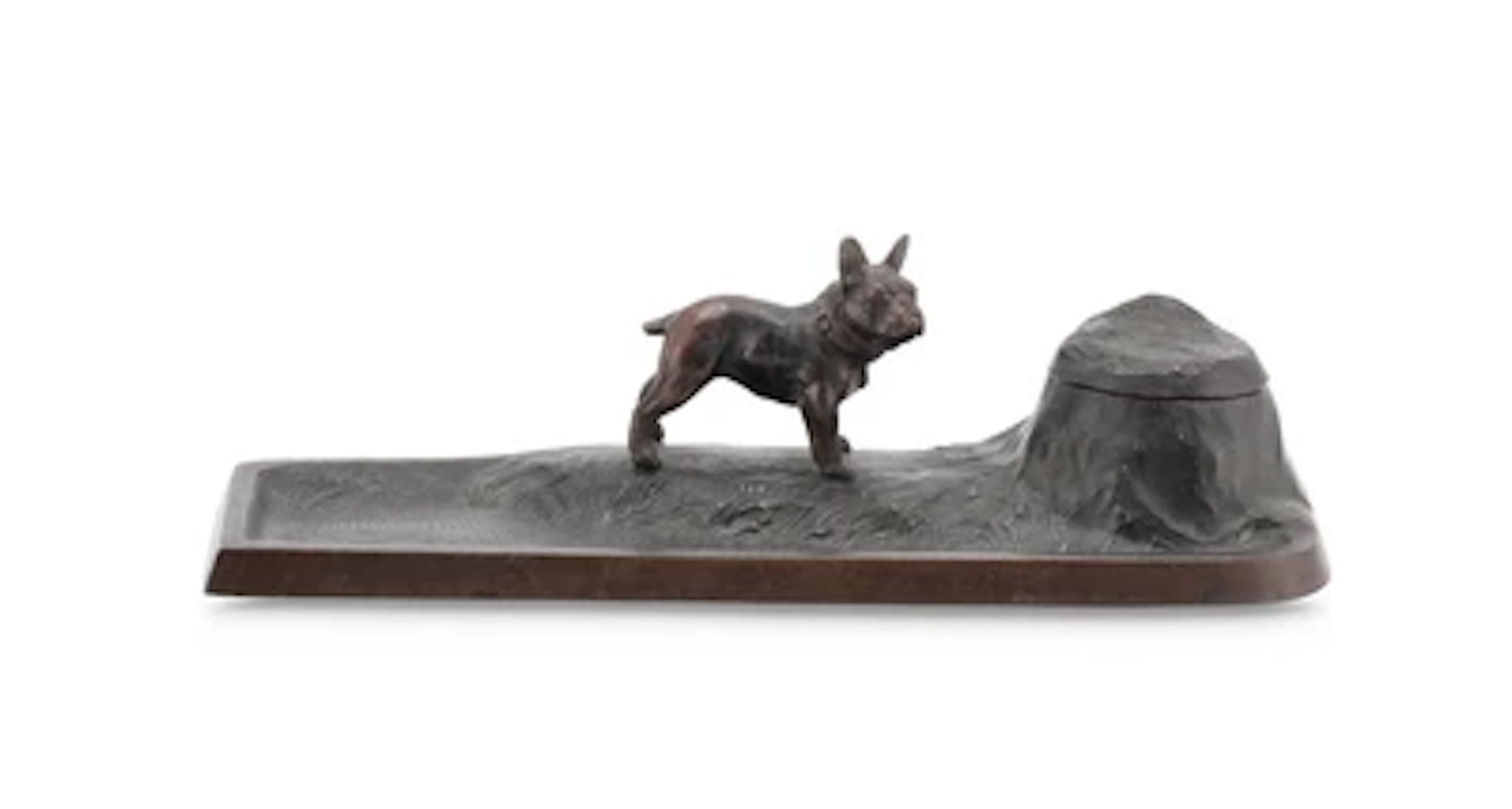A bronze inkwell with a French bulldog, Austria, c. 1900