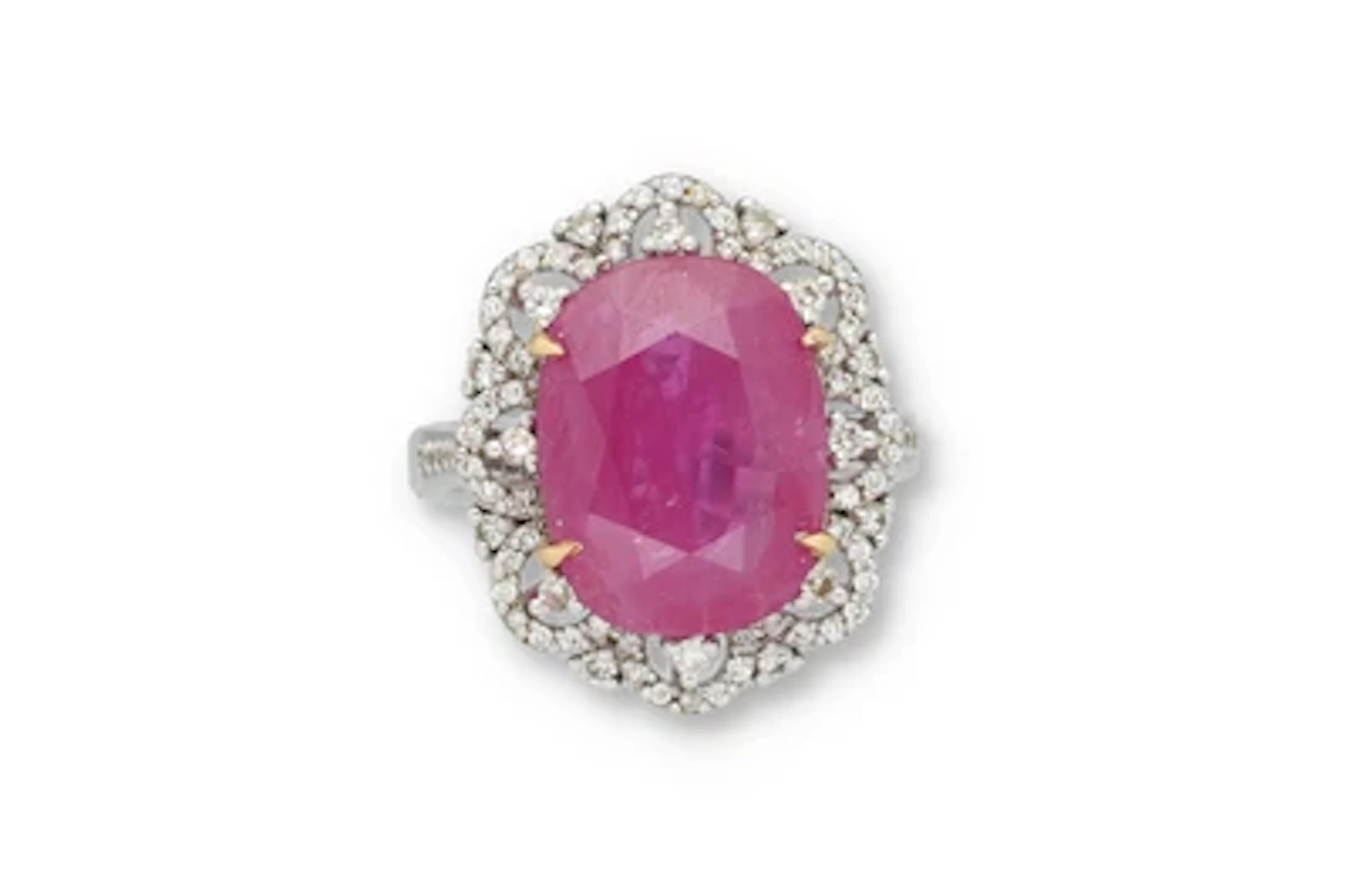 Brillantring mit behandeltem Burma Rubin ca. 8,89 ct