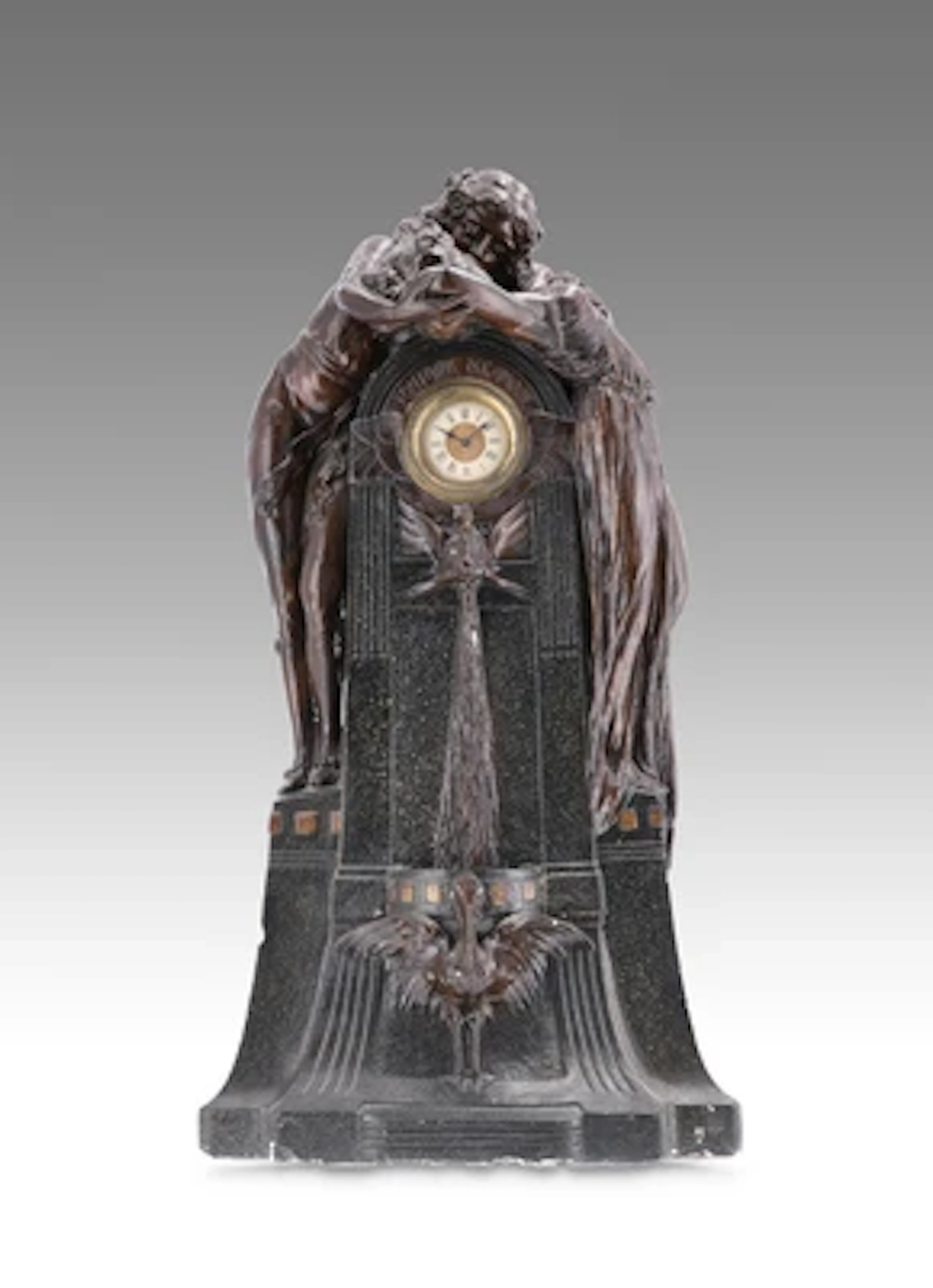 Kaminuhr "Fontaine De'l Amour" mit Liebespaar, um 1900