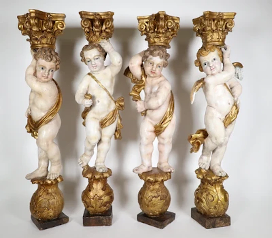 Vier Karyatidenputti, Italien, 18. Jahrhundert