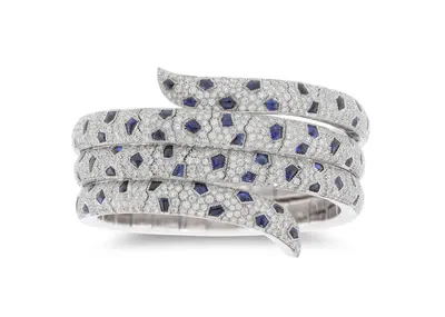 Cartier Panthère diamond and sapphire bangle