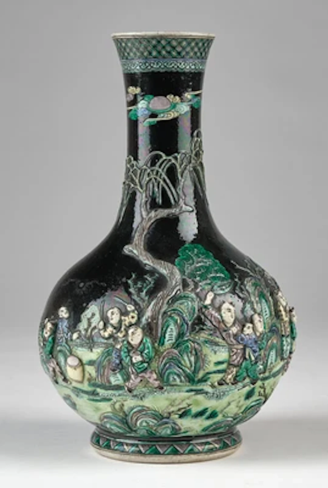 Famille noir Vase, China, späte Qing Dynastie