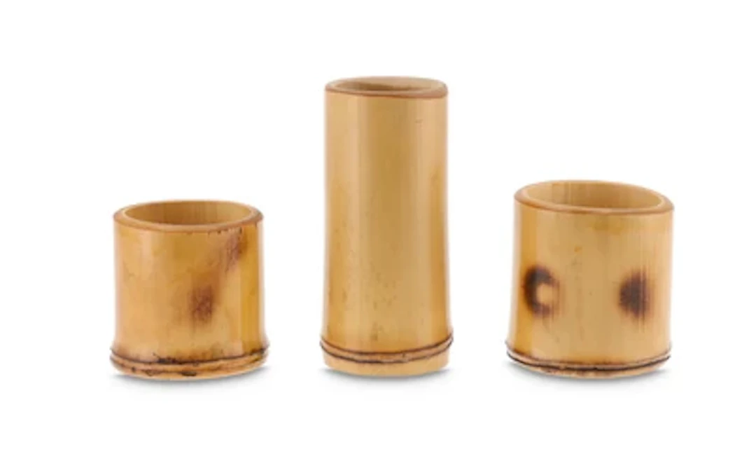 Three bamboo beakers, model number 4197, Carl Auböck, Vienna, c. 1960