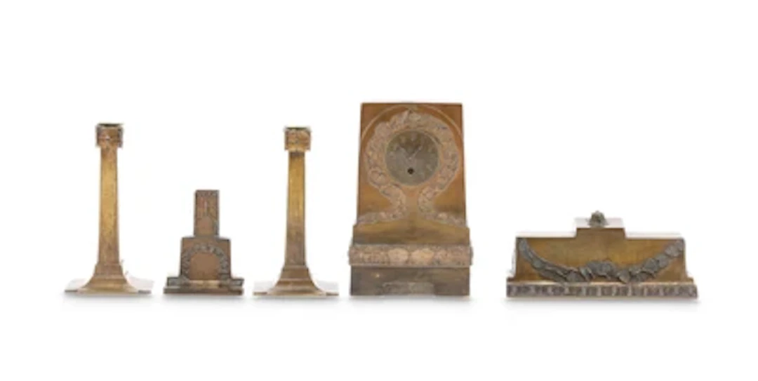 Anton Puchegger (Payerbach 1878-1917 Davos), a five-piece bronze desk