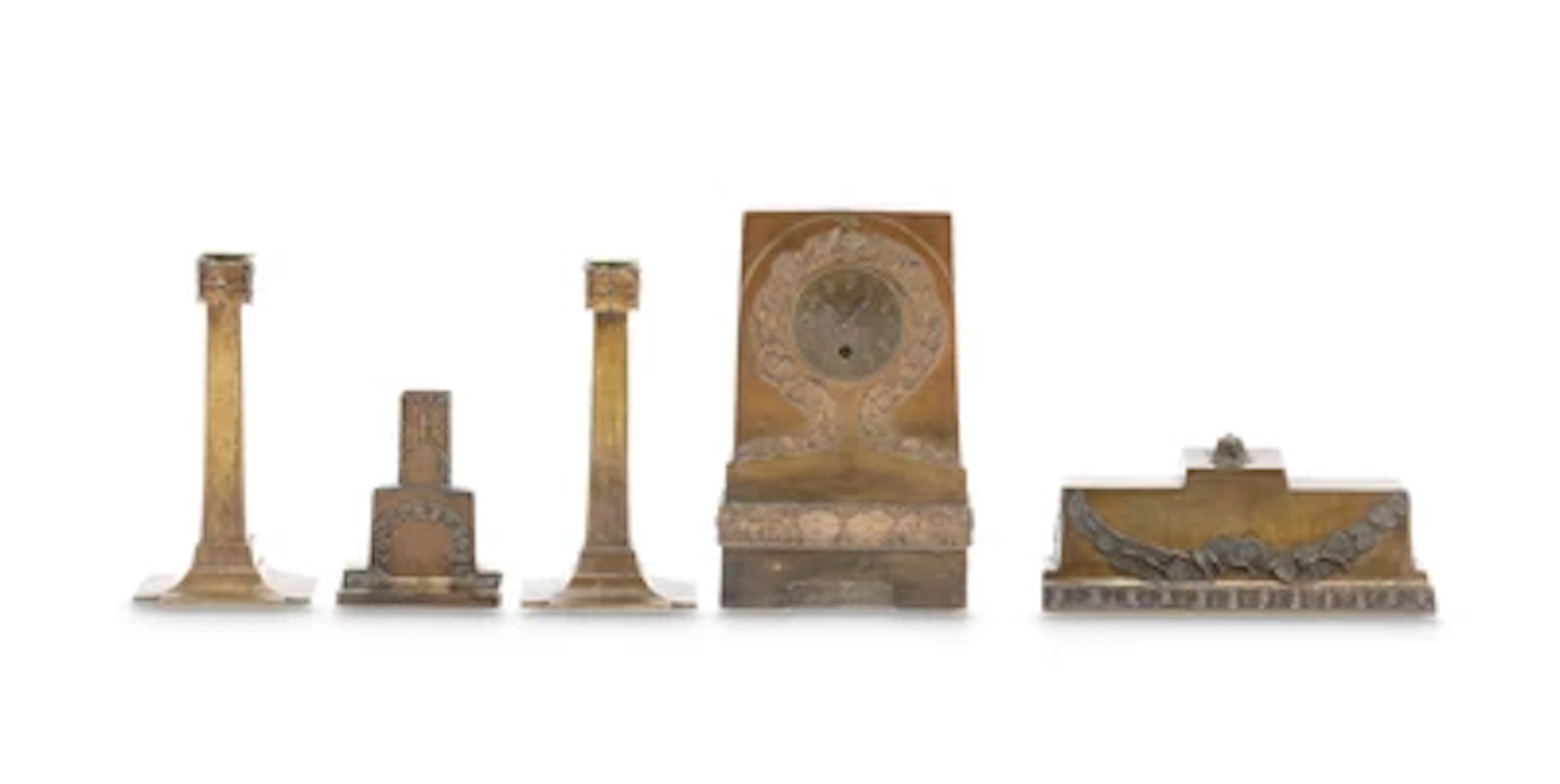 Anton Puchegger (Payerbach 1878-1917 Davos), a five-piece bronze desk