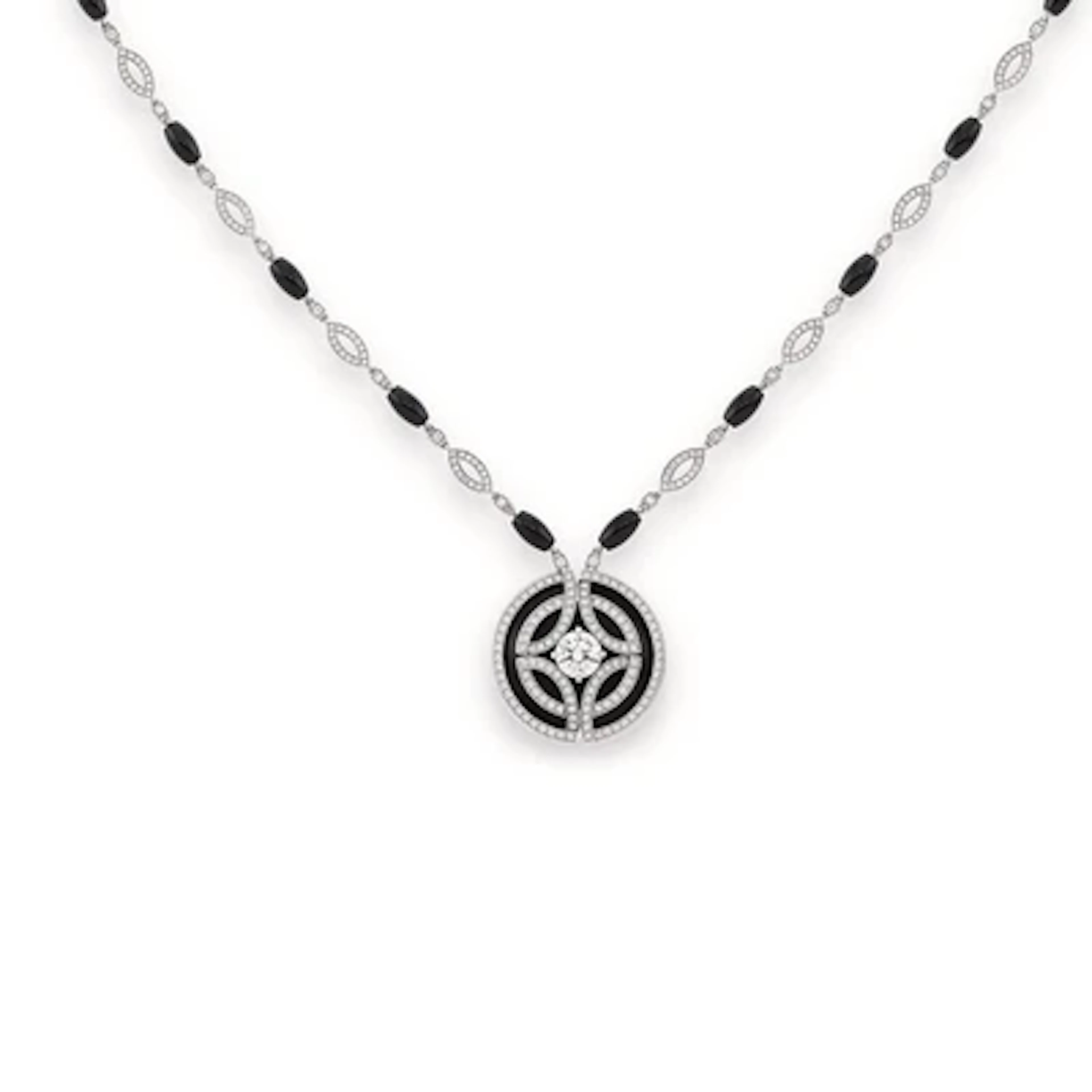 Cartier onyx and diamond necklace