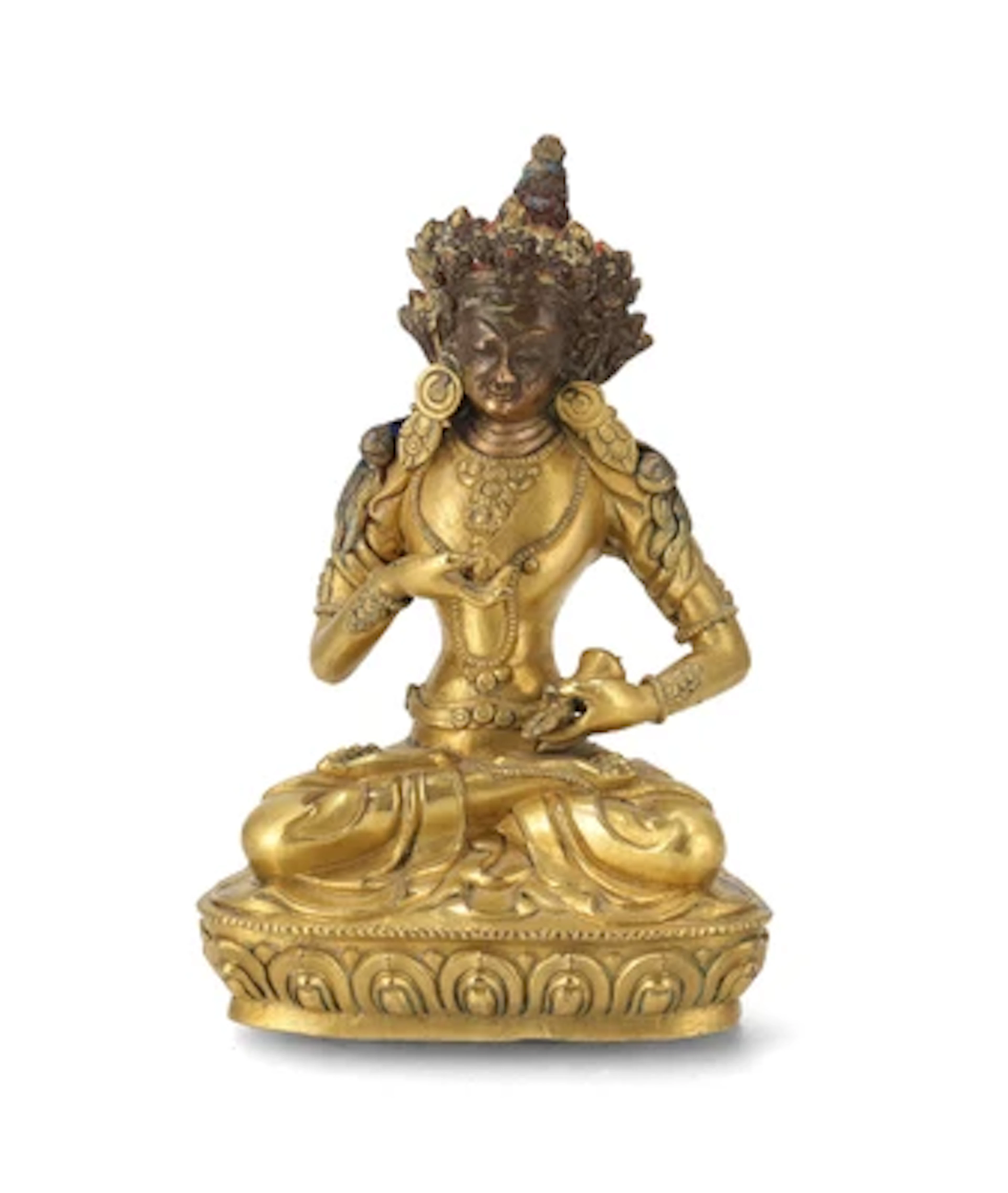 Feuervergoldete Bronzefigur des Vajrasattva, Tibet, 18. Jh.