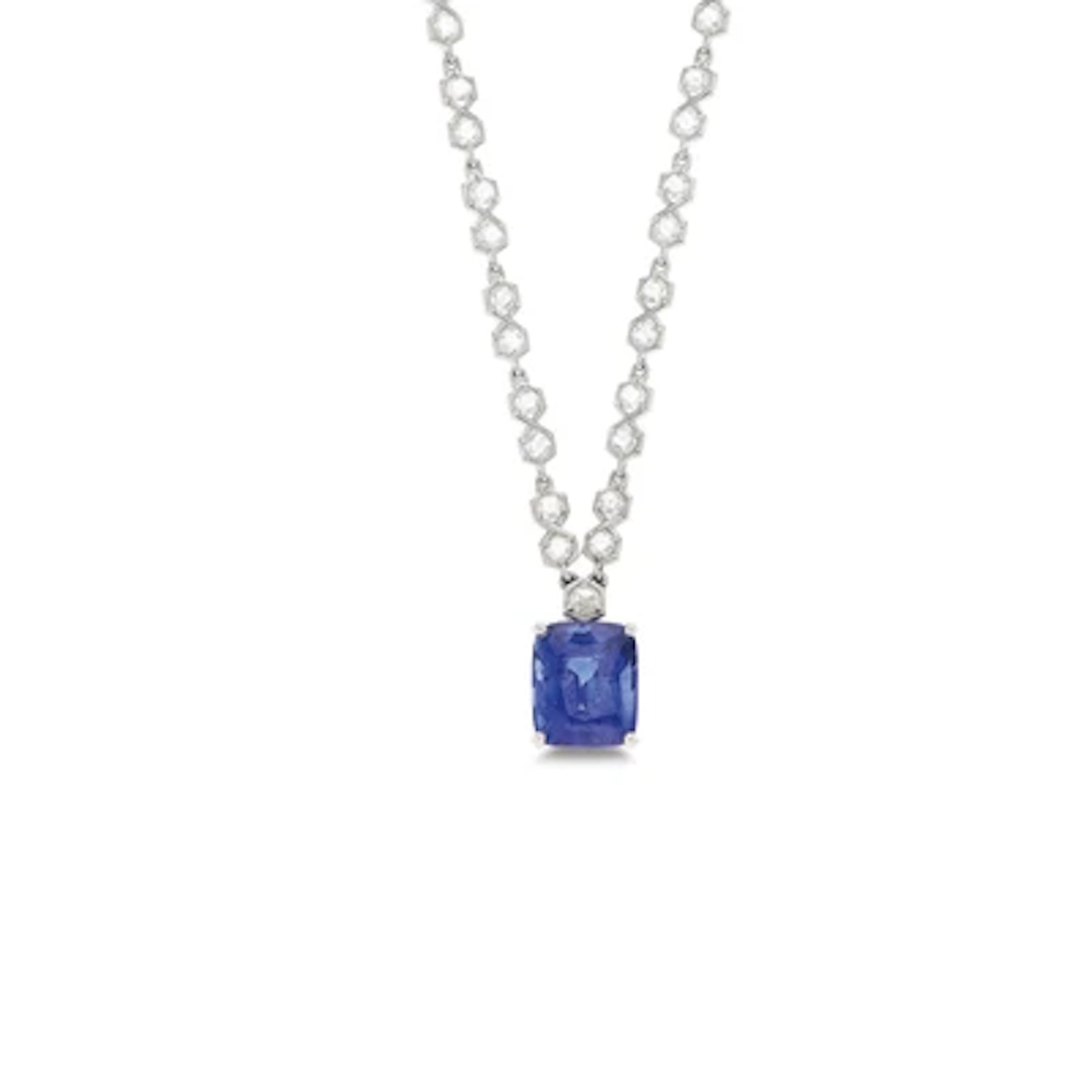 Cartier diamond necklace with untreated Madagascar sapphire 10.16 ct