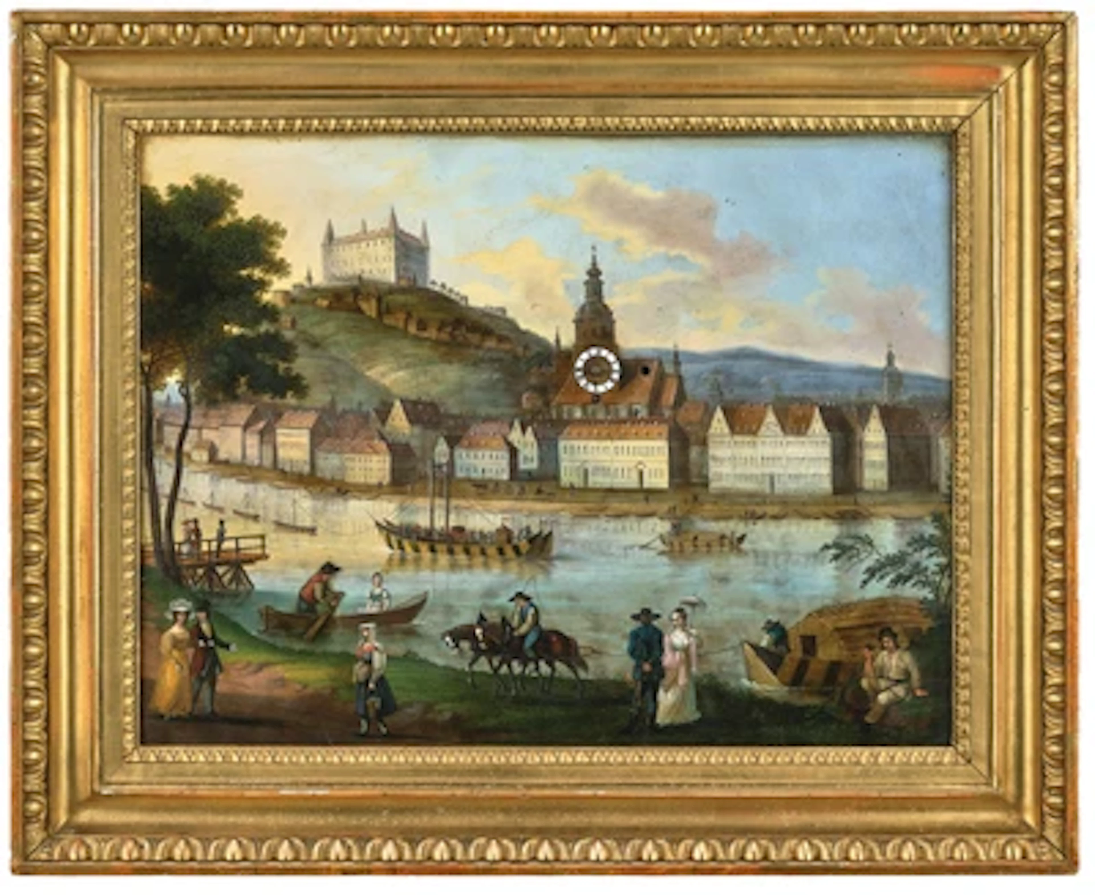 A Biedermeier picture clock 'Pressburg Bratislava' with automaton