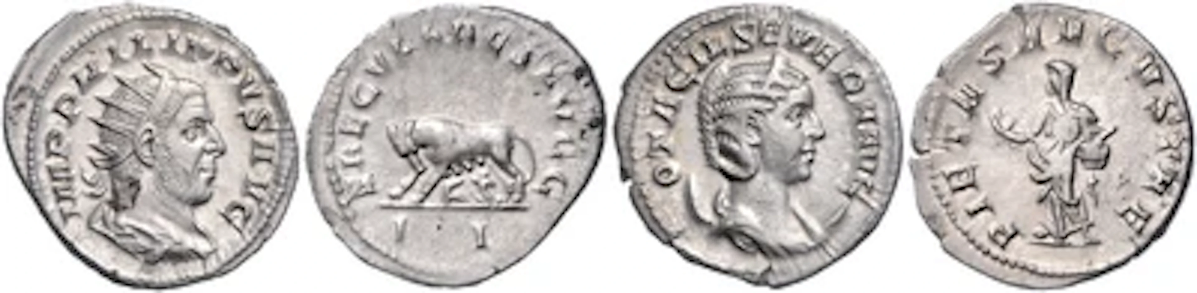 Philippus I., Otacilia Severa und Philippus II. (11 Stk., davon 7 AR)