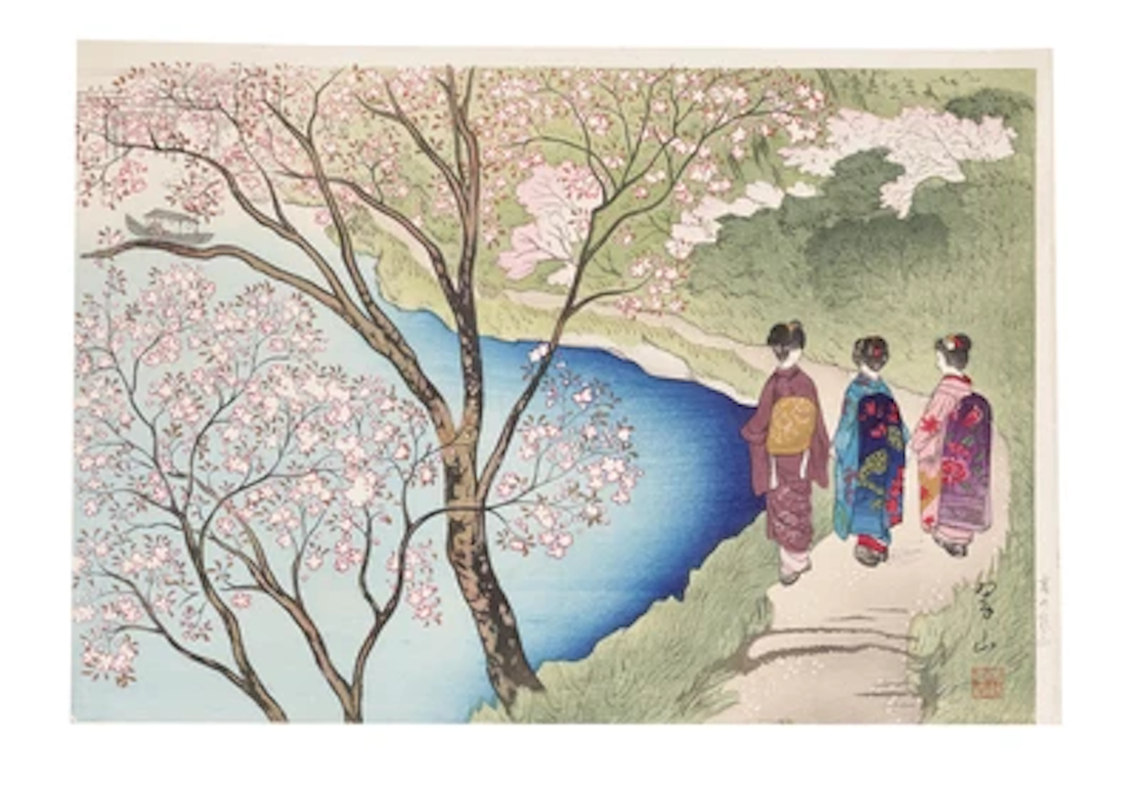 Miki Suizan (1887-1957) Three Girls strolling at Arashiyama