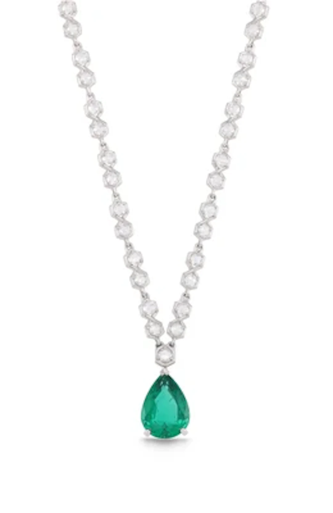 Cartier diamond necklace with Zambian emerald 4.98 ct