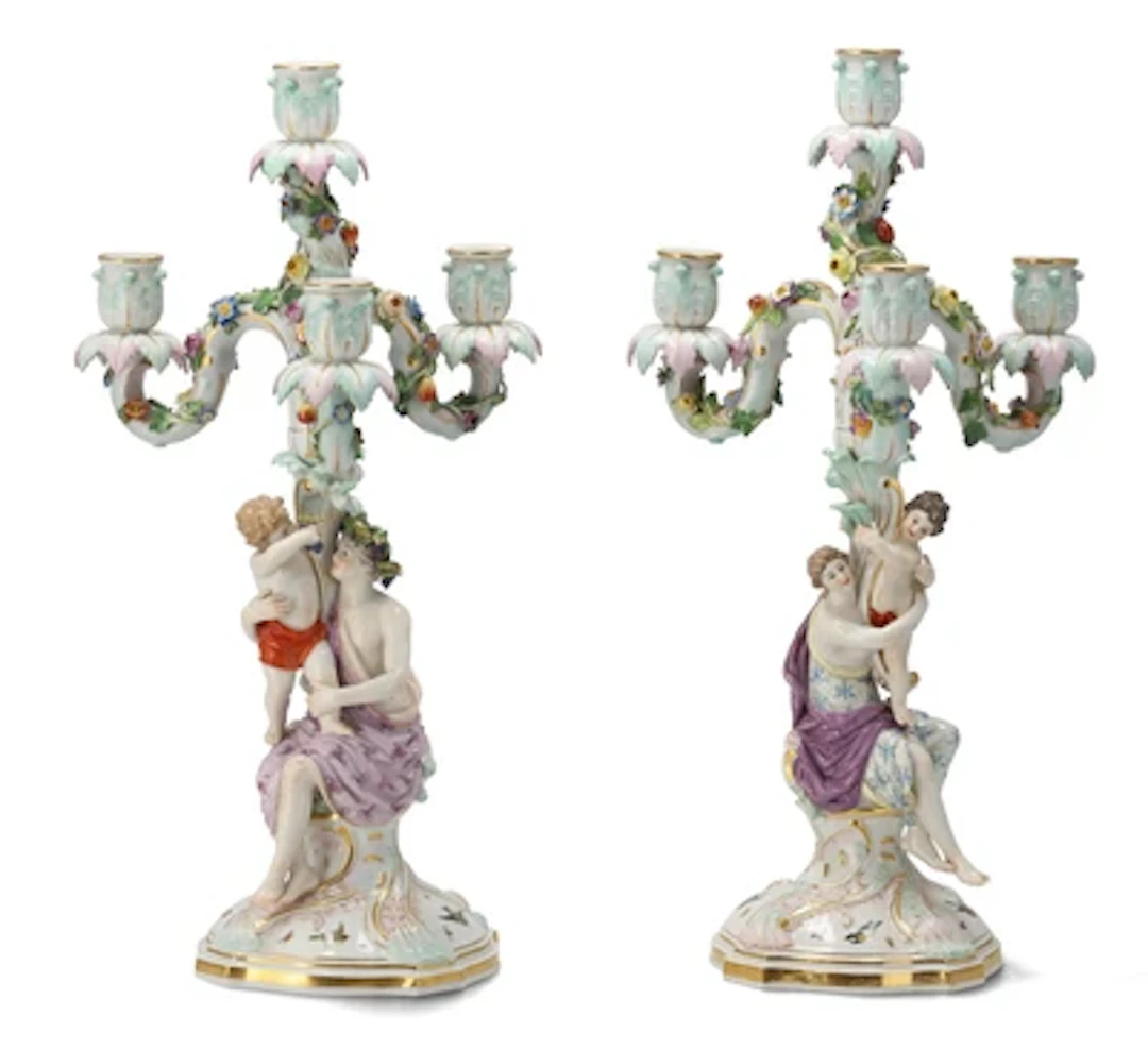 A Pair of Girandoles, Meissen, Late 19th Century
