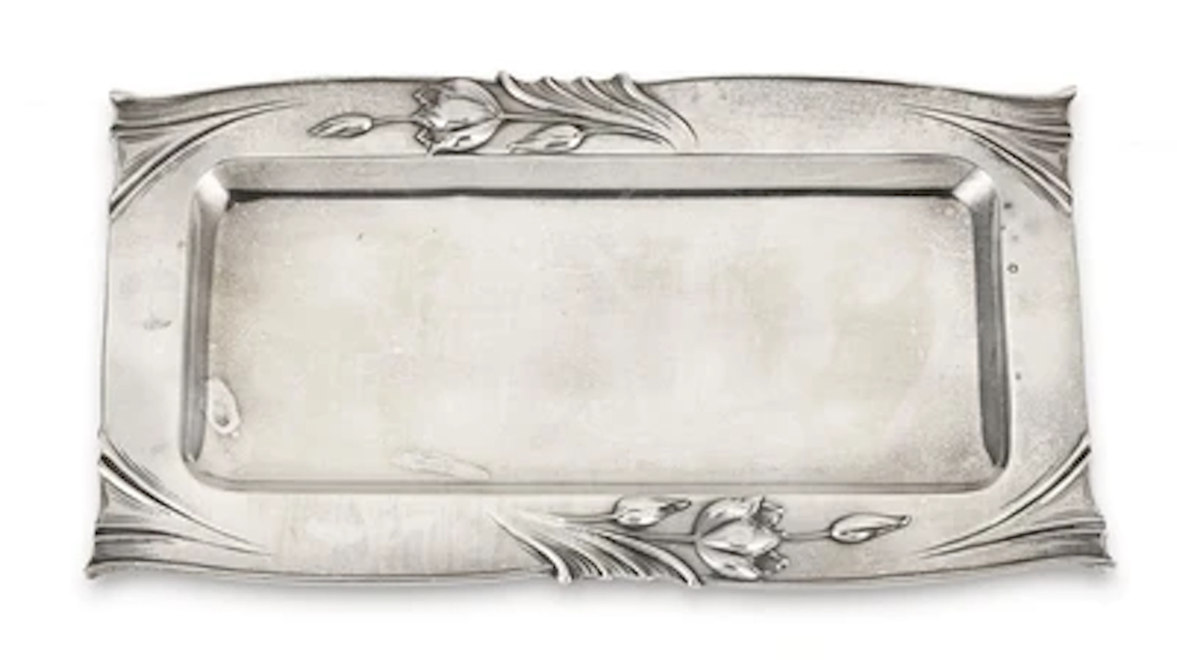 Silbertablett mit Tulpendekor, Wien, bis Mai 1922