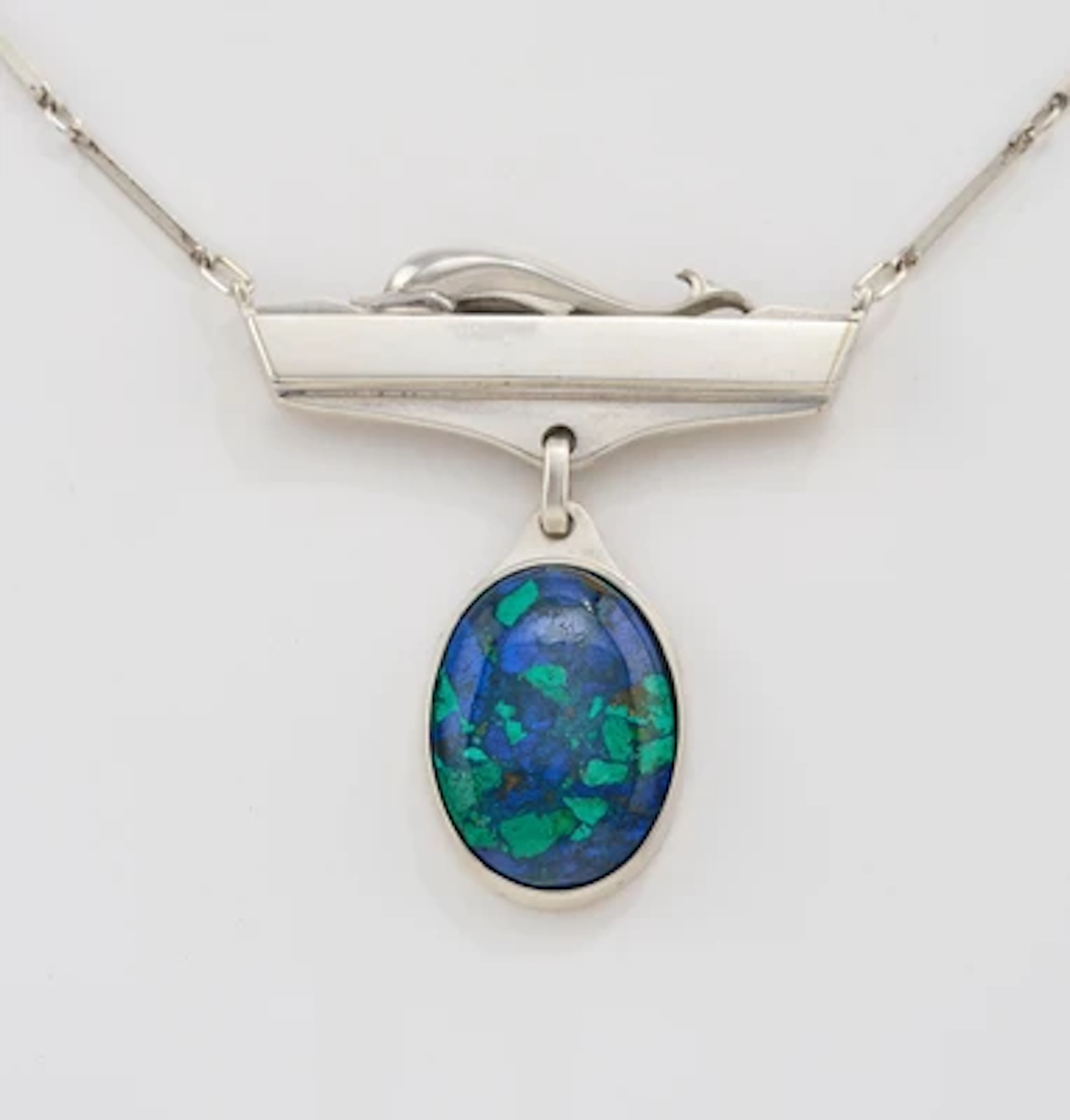 Harald Nielsen, a sterling silver necklace with azurite, Georg Jensen