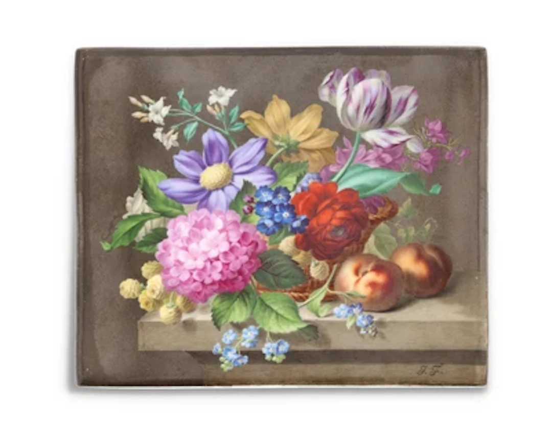 Josef Fischer – A Porcelain Plaque with a Still Life of Flowers, Vienna