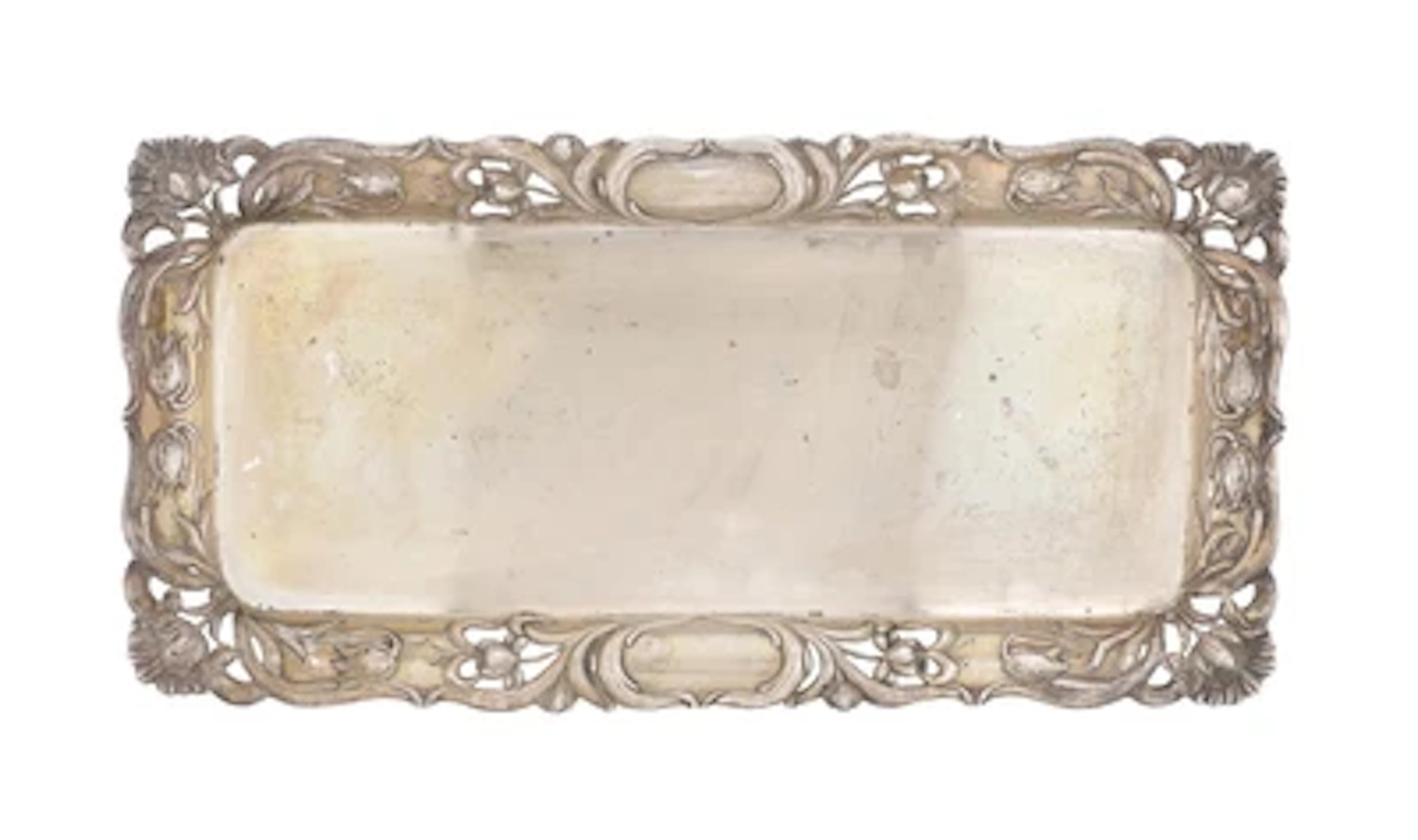 Ovales Silbertablett mit Floraldekor, Wien, vor Mai 1922