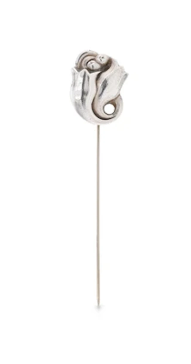 Hutnadel aus Sterlingsilber mit Tulpendekor, Modellnumnmer: 100, Entwurf: