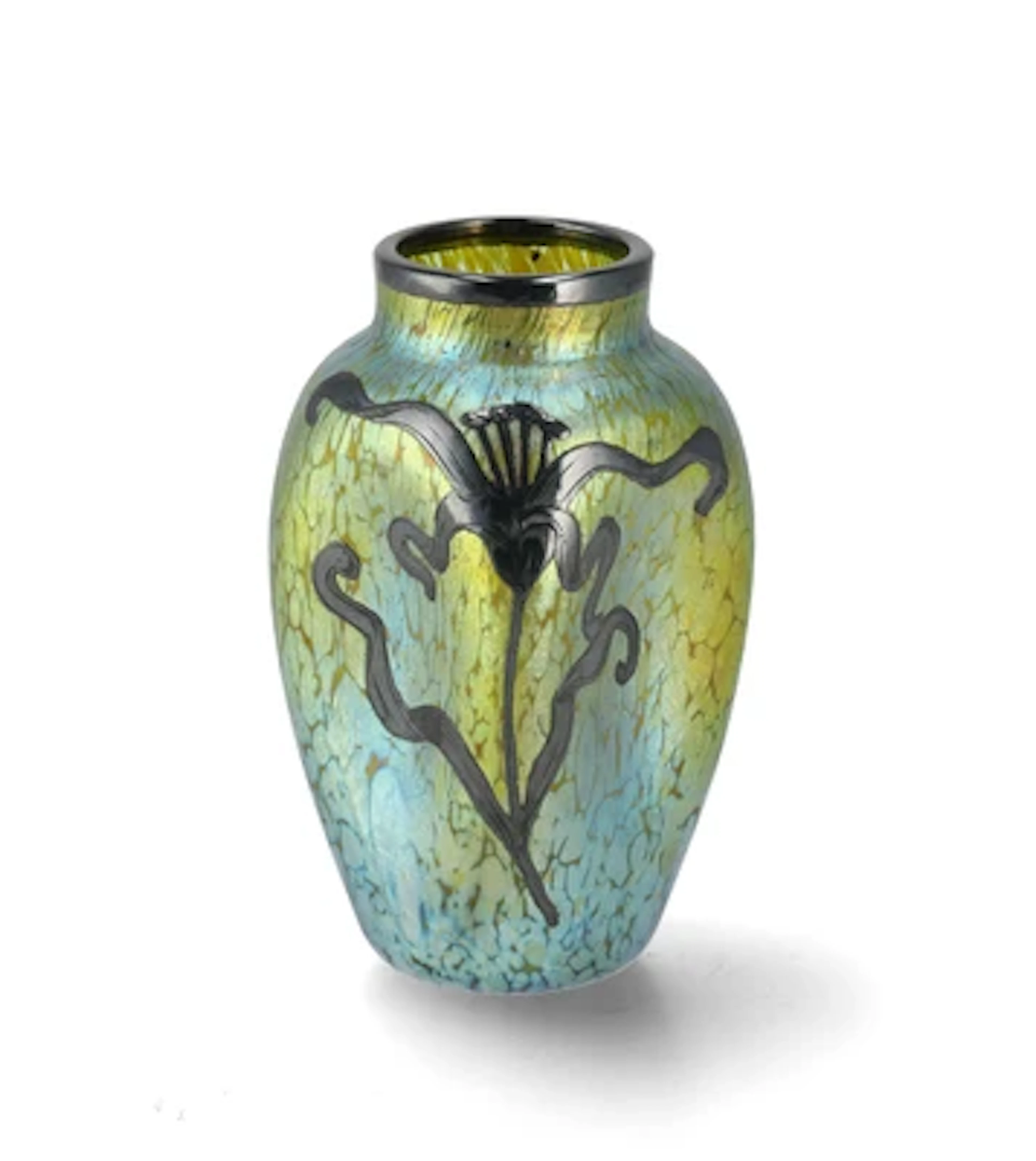 A vase with galvanoplastic mount, Johann Lötz Witwe, Klostermühle, c. 1900