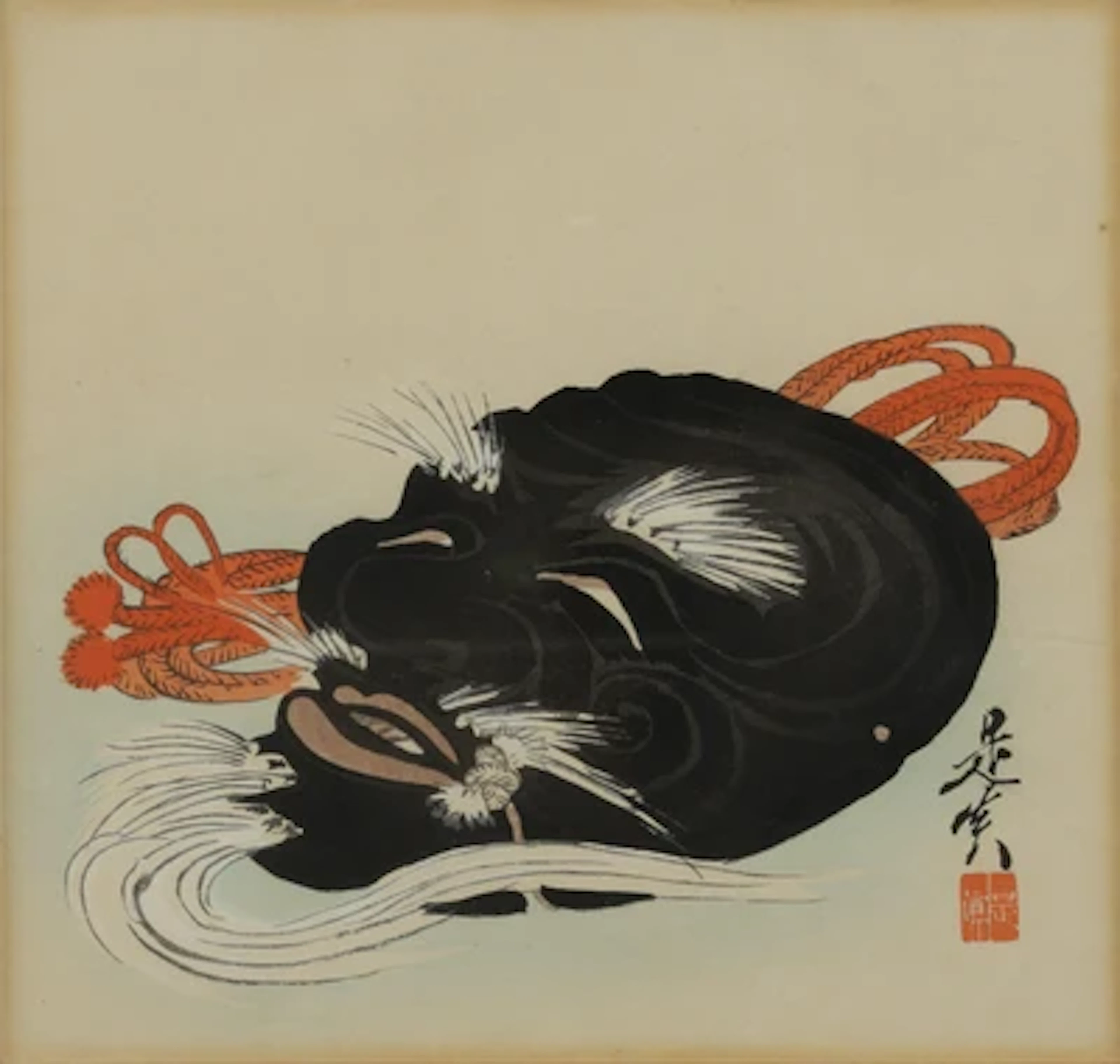 Shibata Zeshin (1807-1891) Okina Mask, Surimono