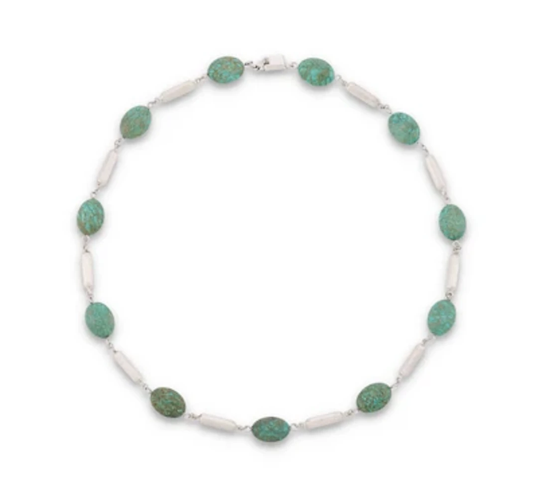 A sterling silver necklace with turquoise, Taxco, Mexico