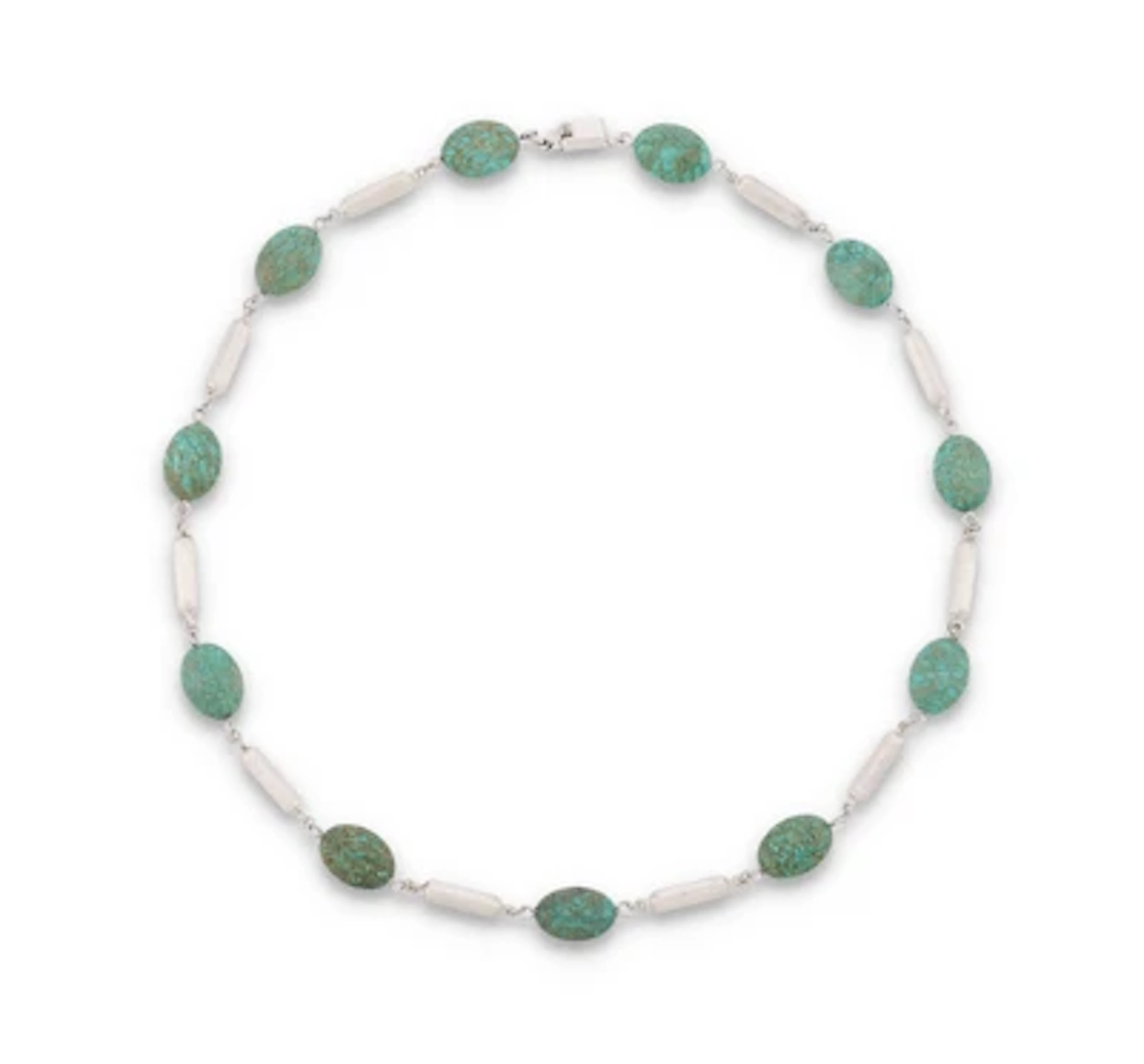 A sterling silver necklace with turquoise, Taxco, Mexico
