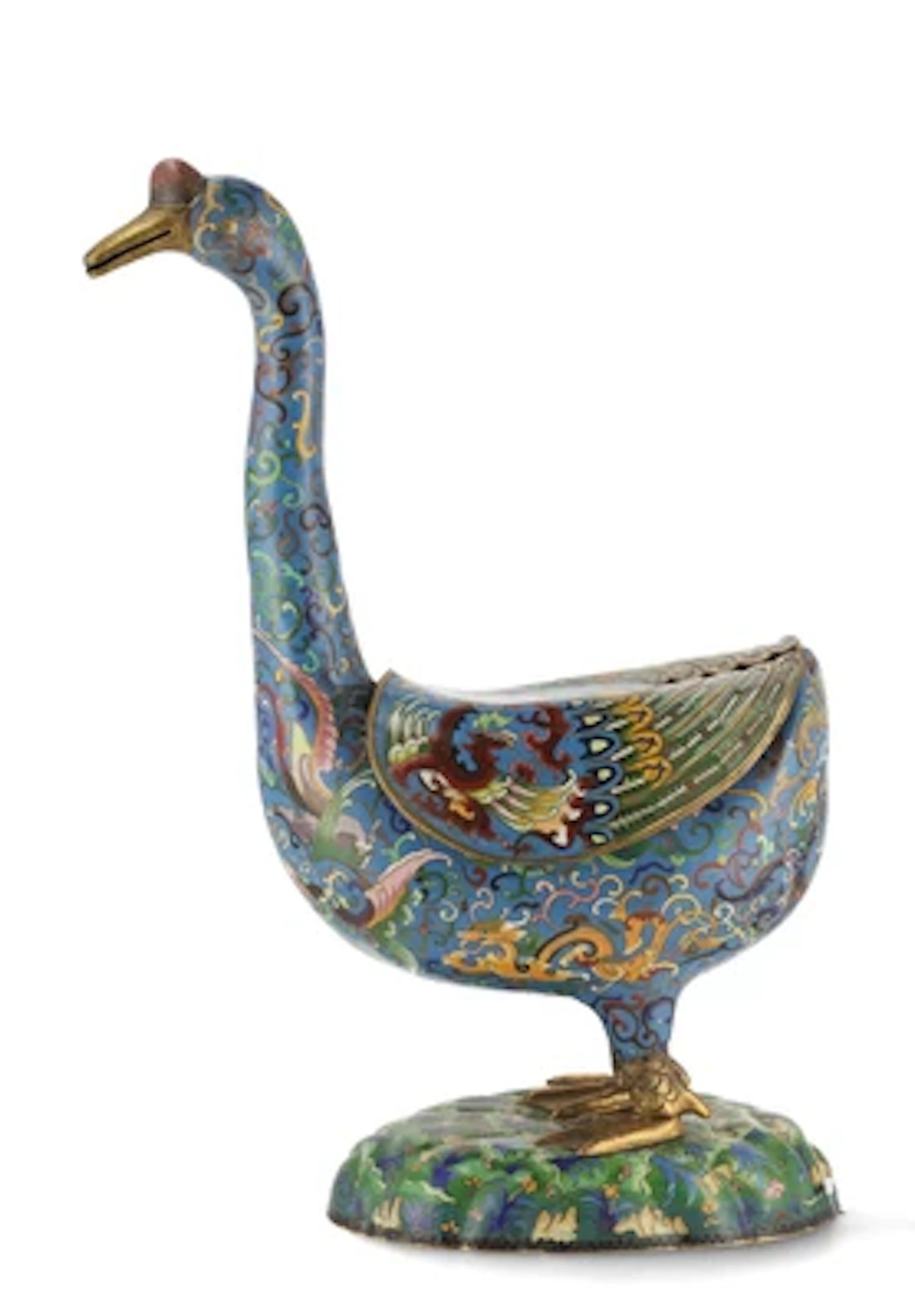 Große Cloisonné Ente - Weihrauchgefäß, China, 20. Jh.