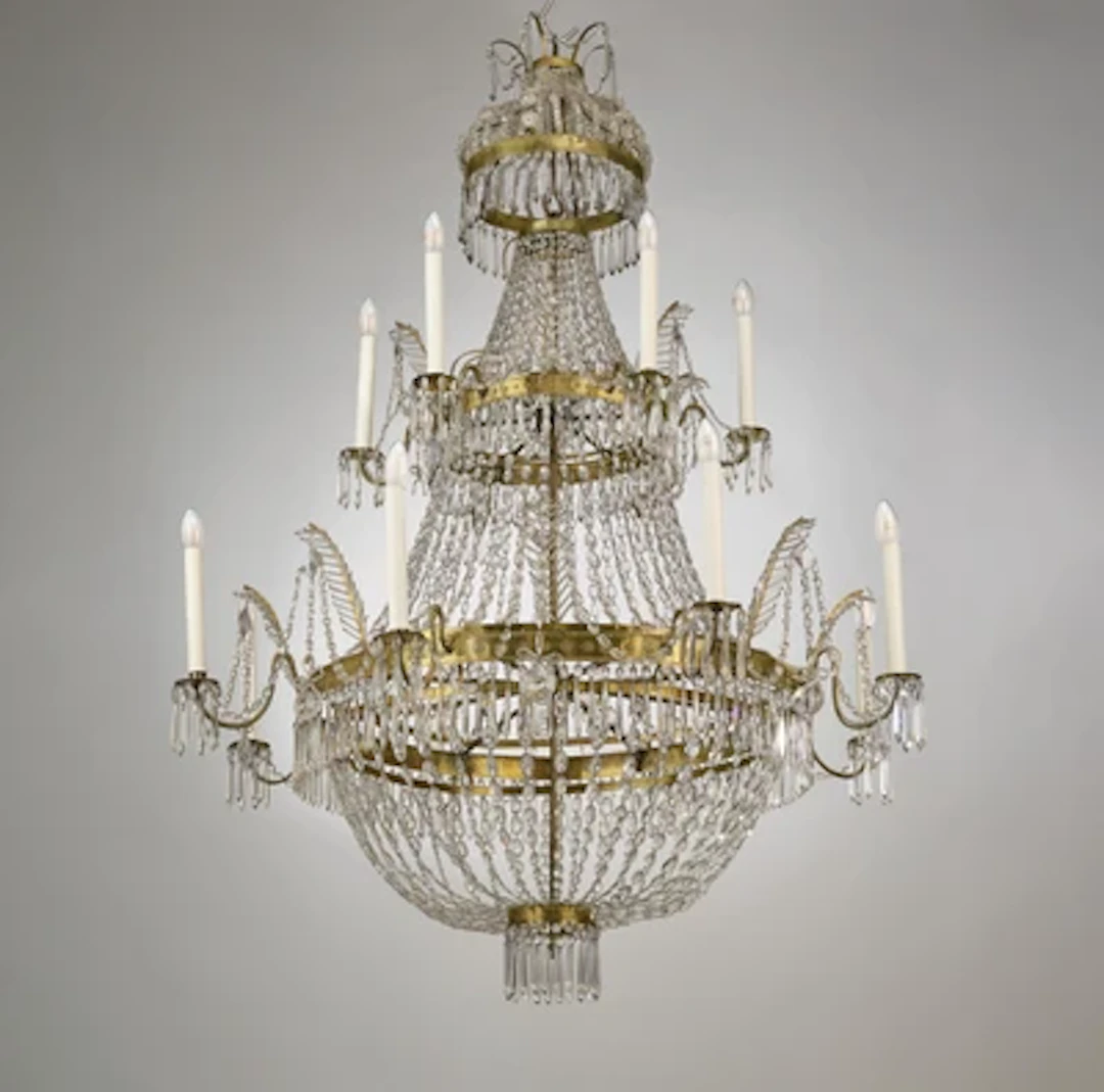 A Large Neoclassical Salon Chandelier