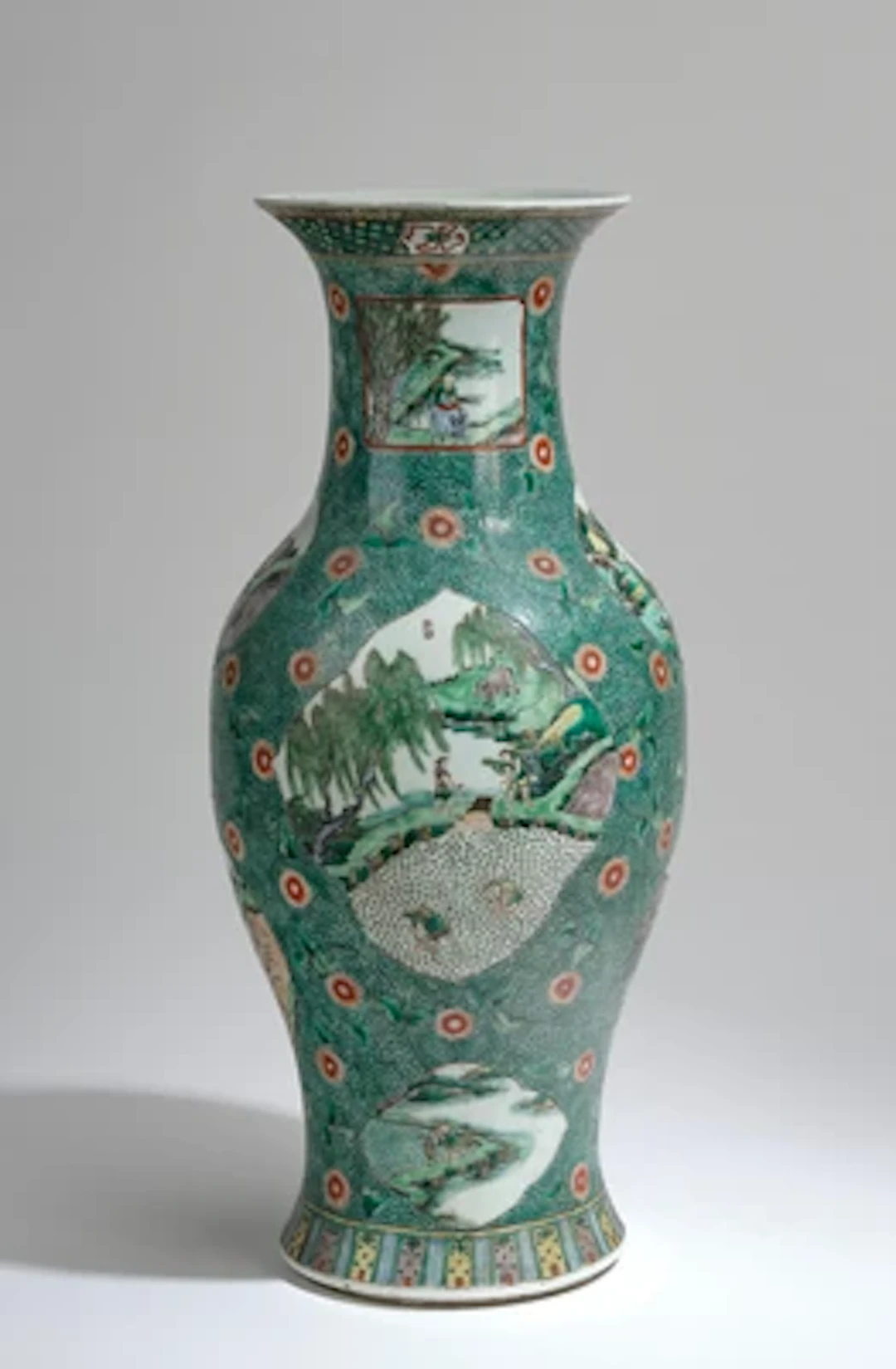 Famille verte Vase, China, rote Sechszeichen Marke um 1900