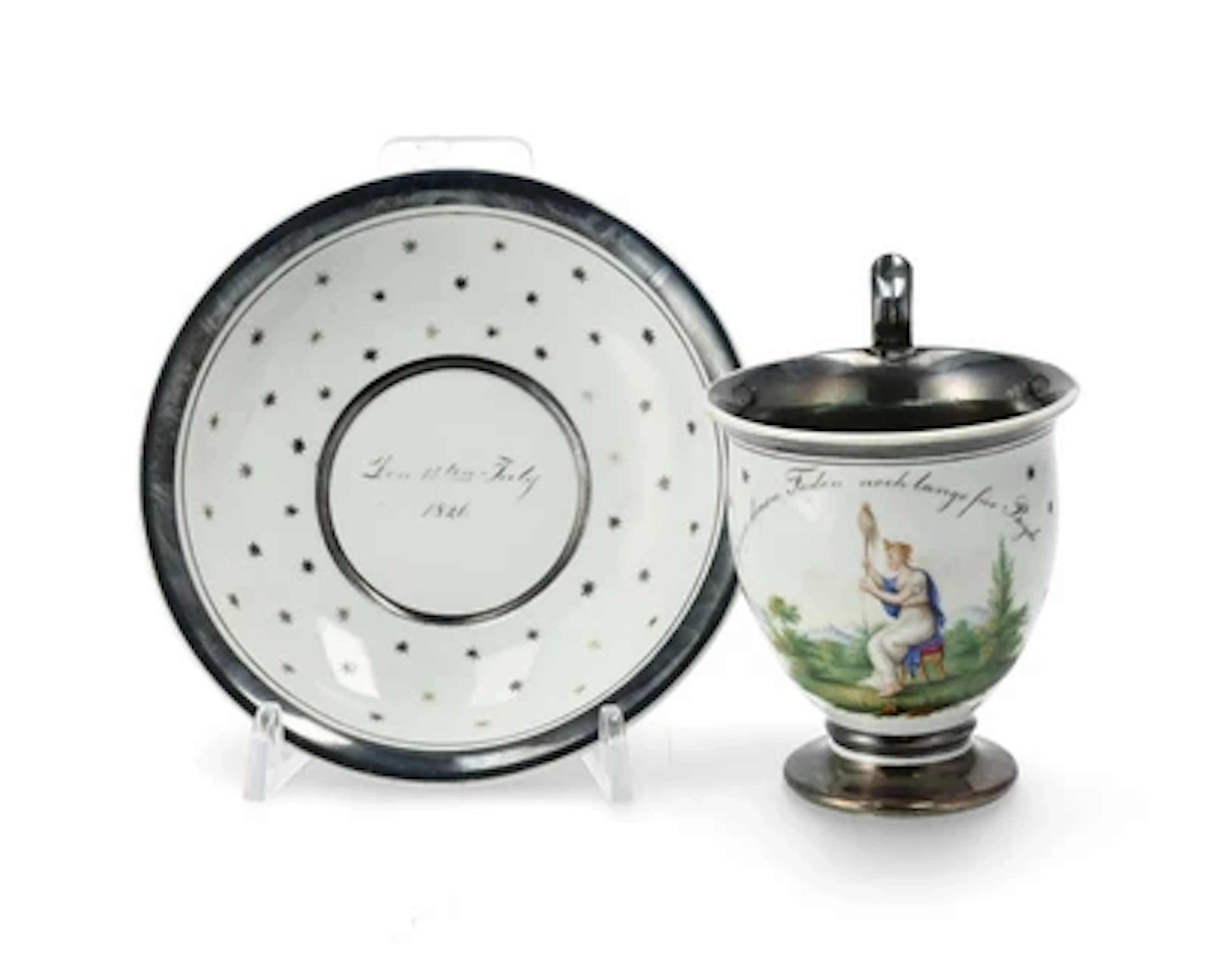 Tasse mit Untertasse, Fürstenberg, datiert 1826,