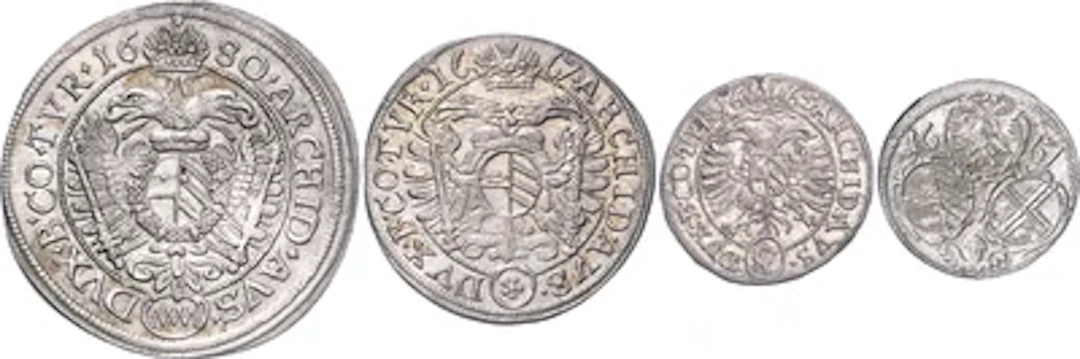Leopold I.- VI, 3 und 1 Kreuzer sowie 2 Pfennige Münzstätte Wien
