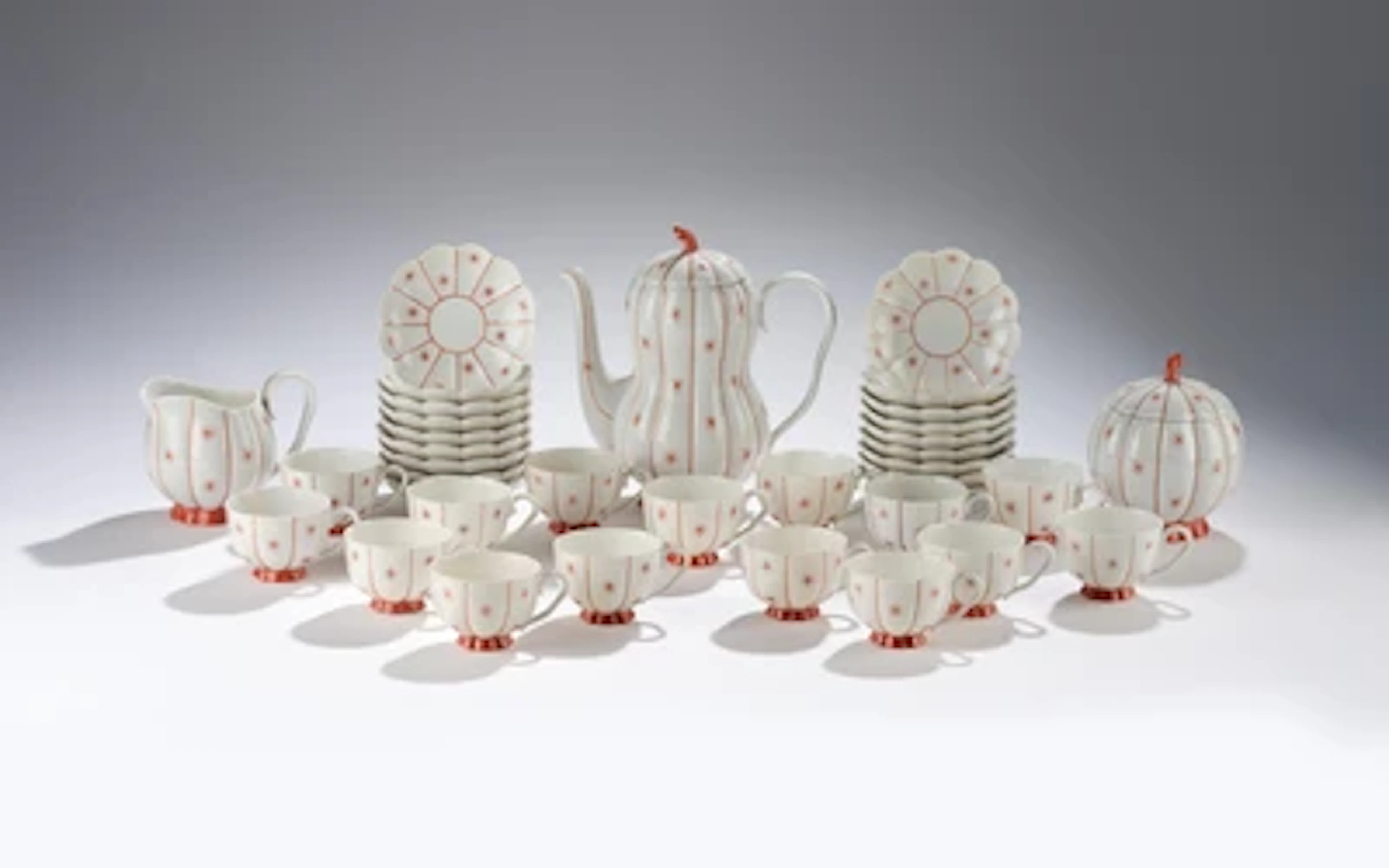 Josef Hoffmann, a 36-piece mocha service in melon shape, designed