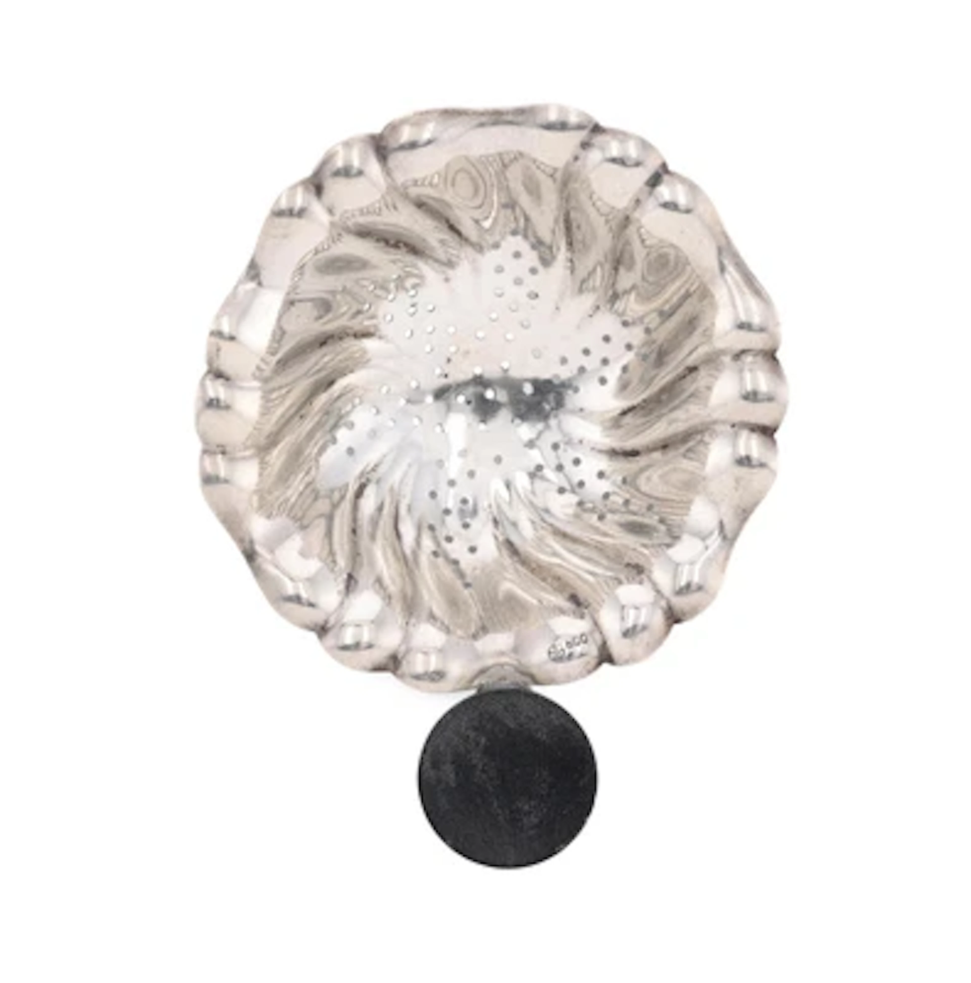 A silver tea strainer with wooden handle, Alexander Sturm, Vienna