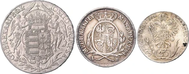 Josef II.- Münzstätten Kremnitz, Schmöllnitz, Karlsburg und Mailand