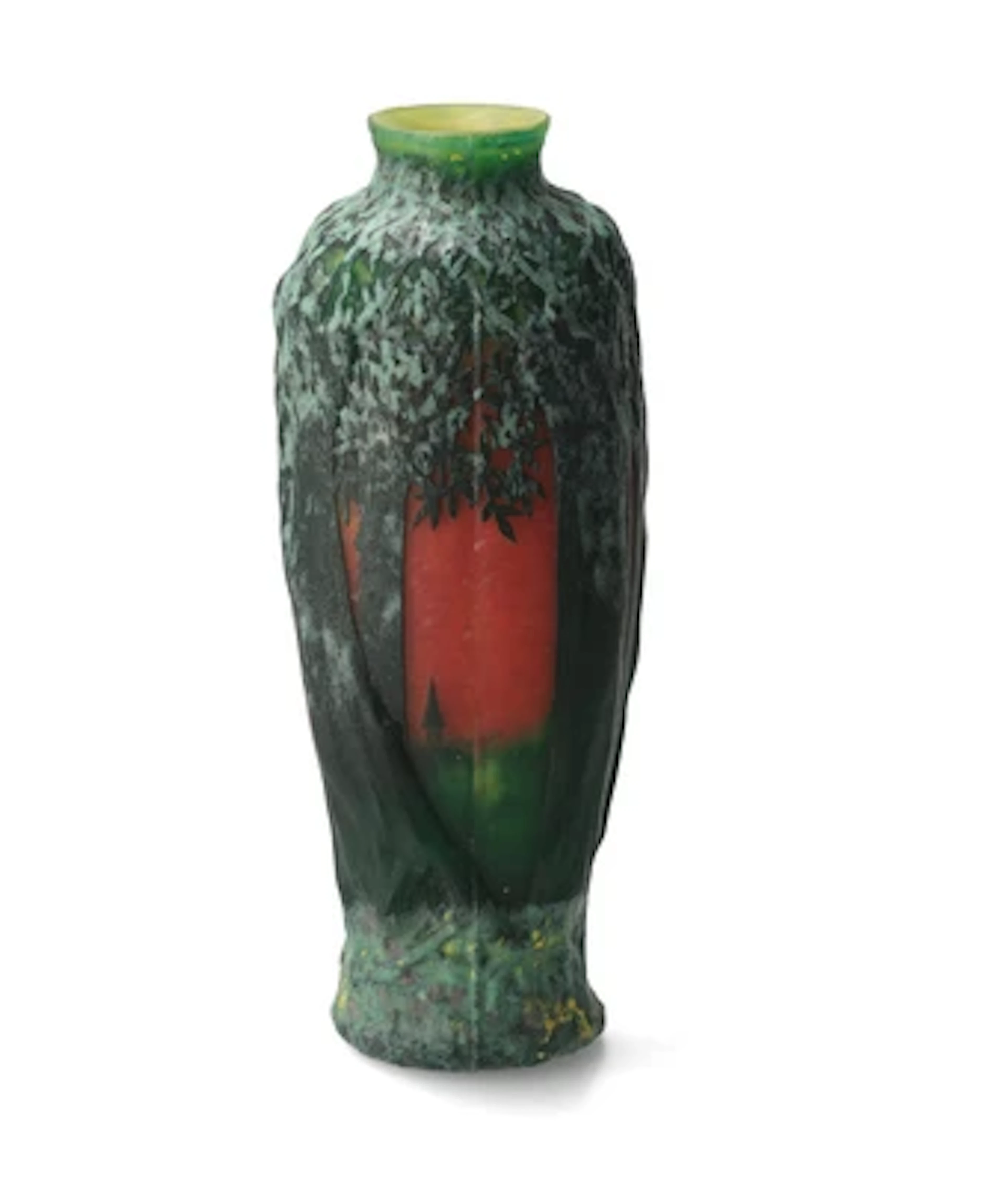 A "soufflé aux chêne verts" vase, Daum, Nancy, c. 1914