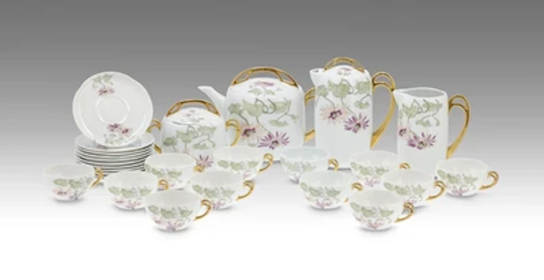 A 26-piece coffee and tea service with water-lily decoration, Pfeiffer