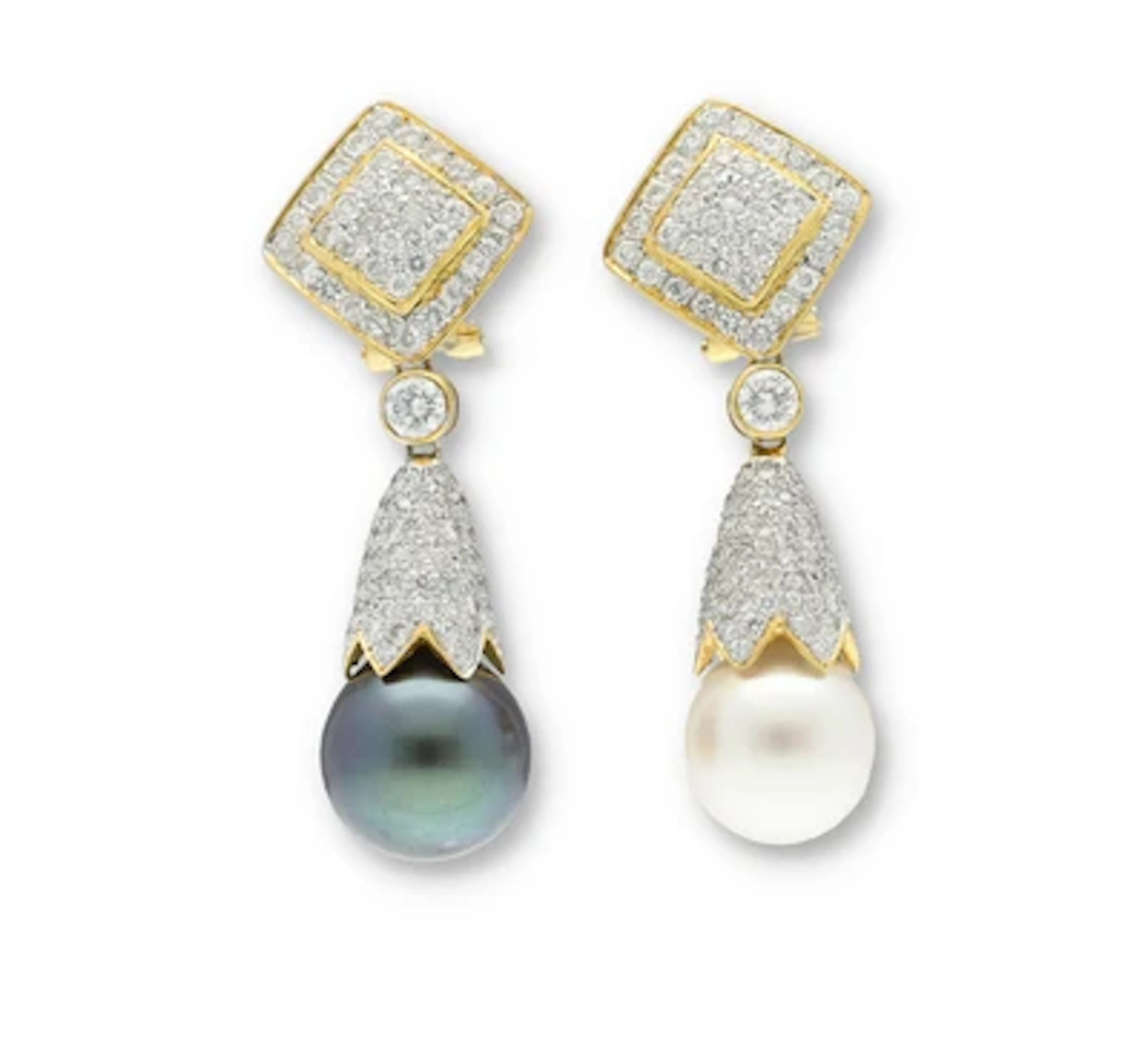 Kulturperlen Ohrhänger mit Brillanten zus. ca. 3,00 ct