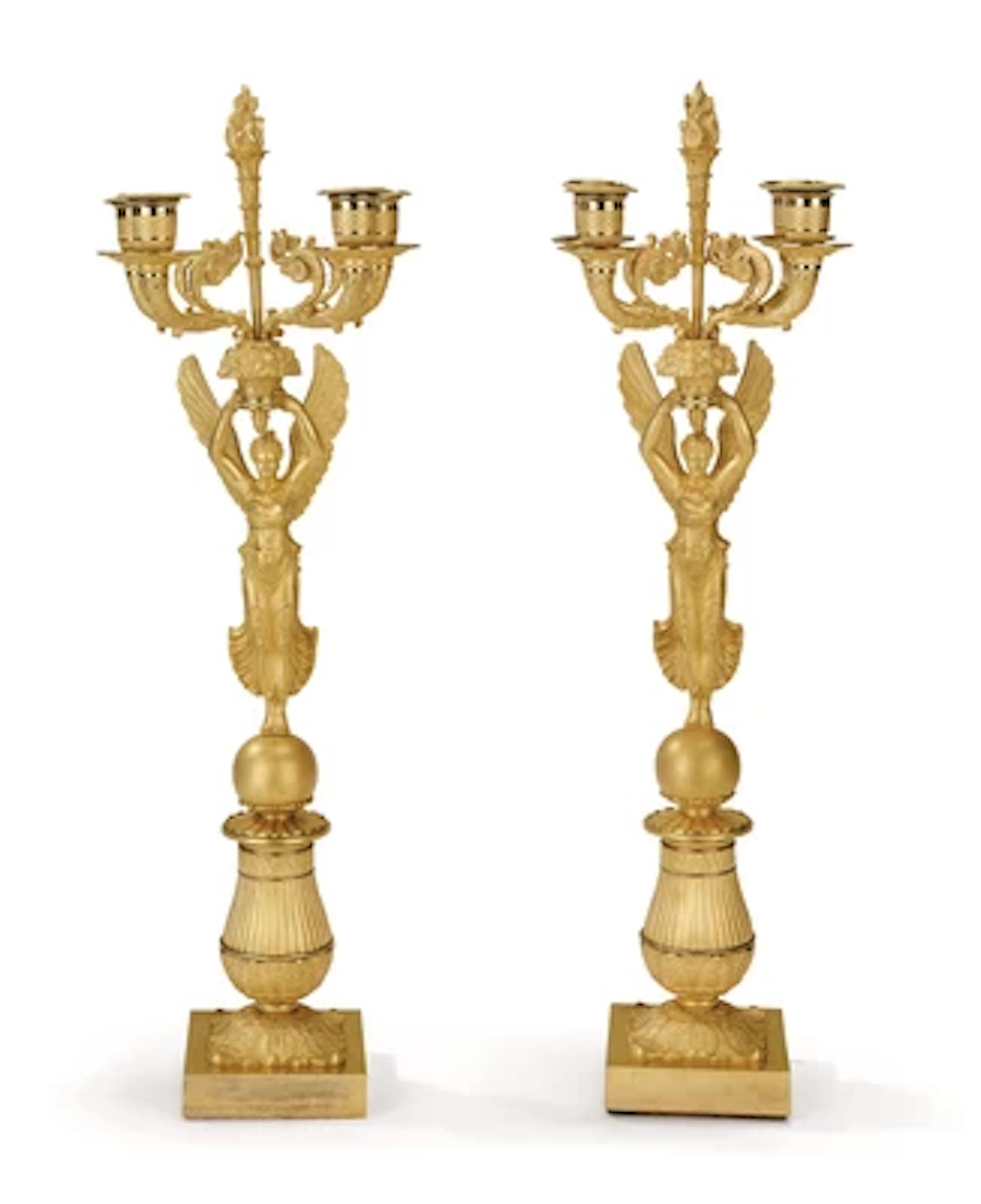 A Pair of French Bronze Candlesticks