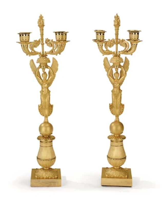 A Pair of French Bronze Candlesticks