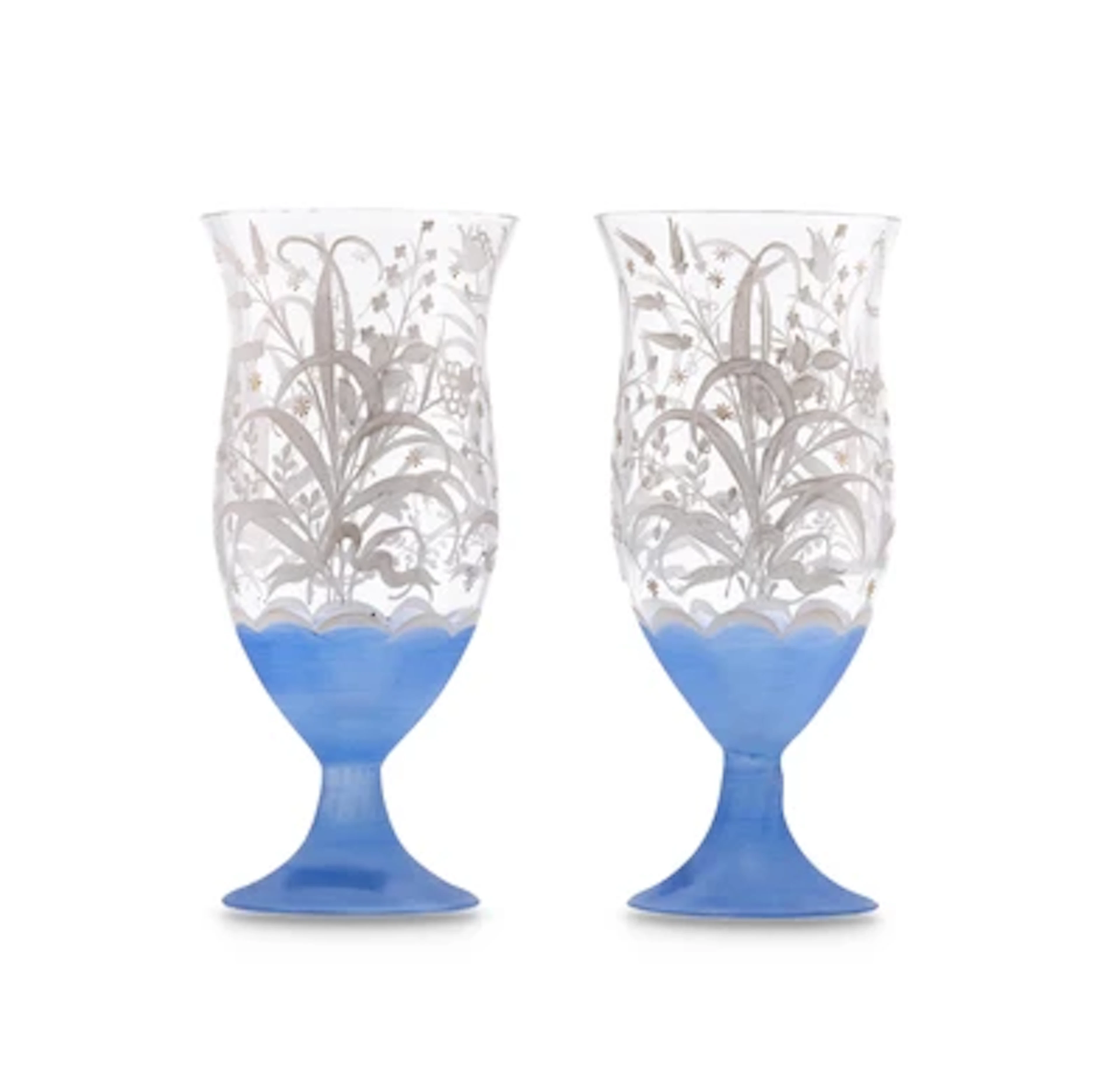 Josef Hoffmann, a pair of vases with opaque floral paintwork, in the