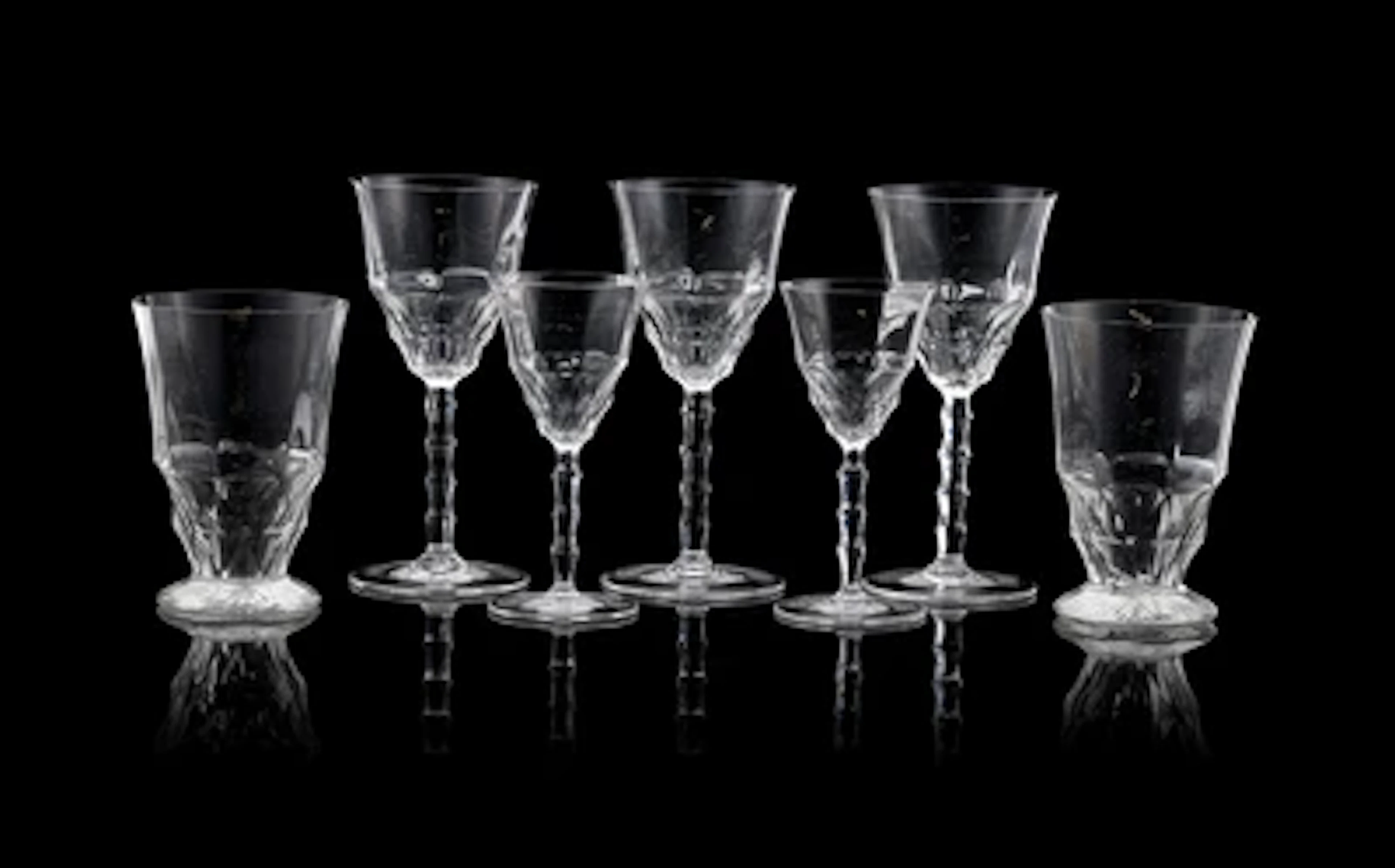 Seven glasses from the "Barcelona" drinking set, designed in around