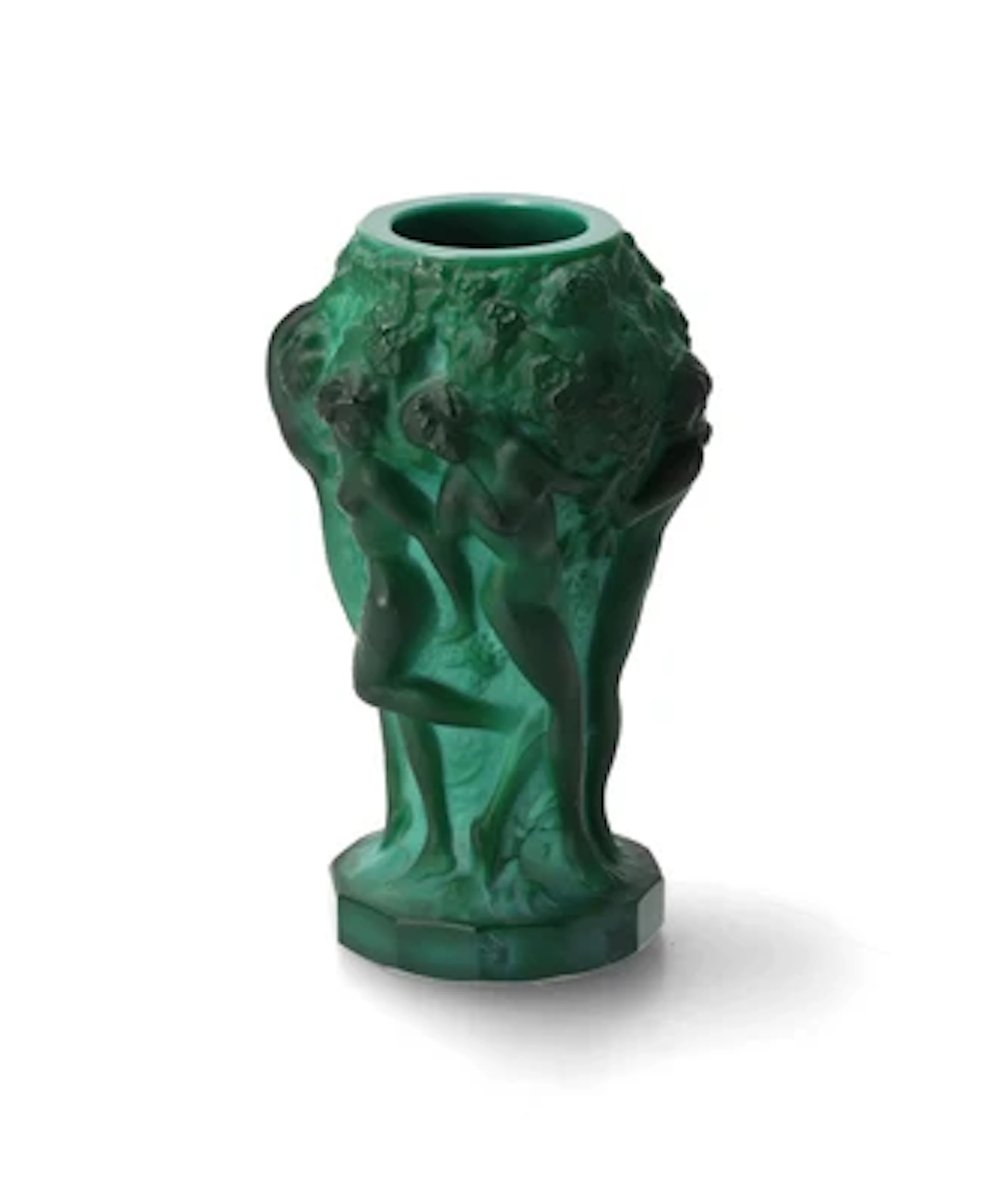 A vase with a round dance of women in front of a vine-leaf arbour