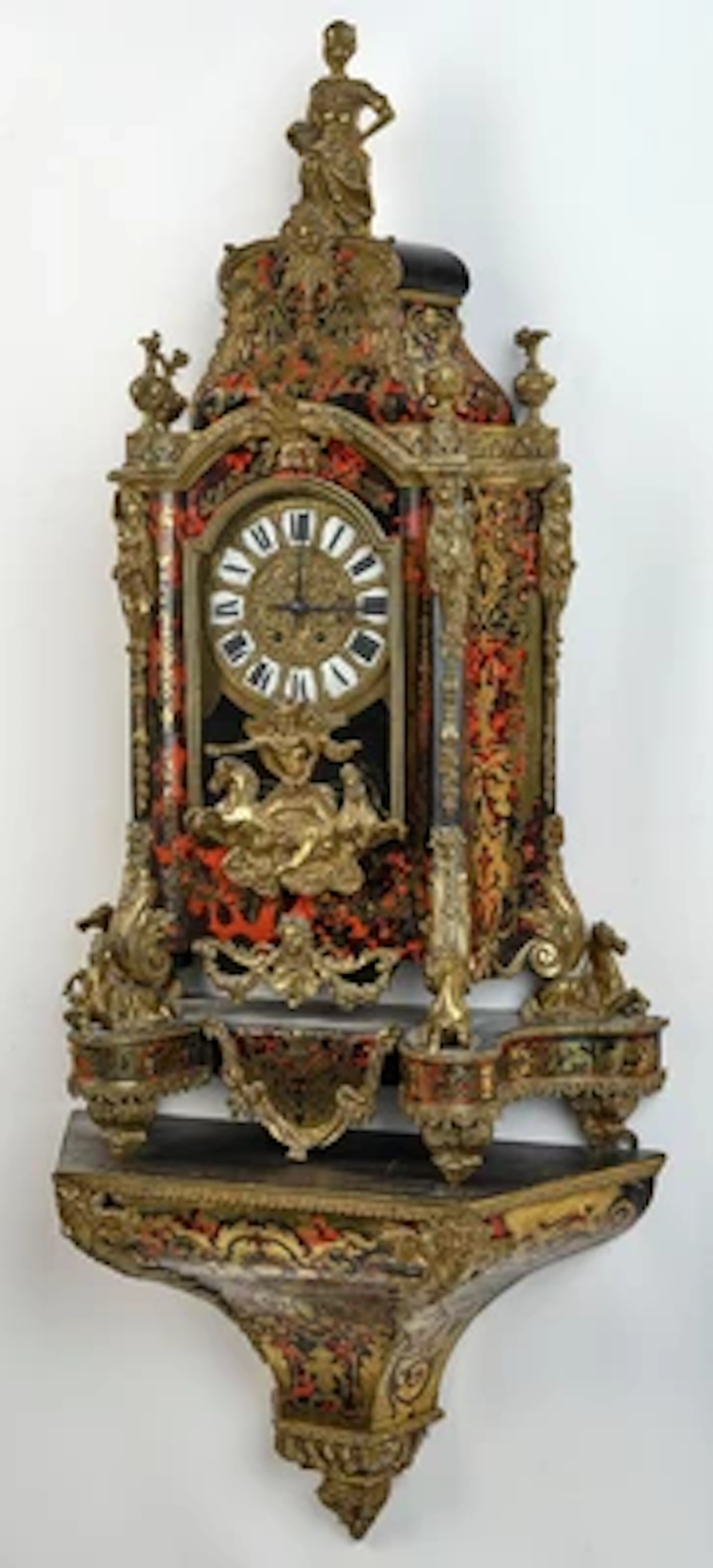 Übergroße Historismus Boulle Pendule mit Konsole
