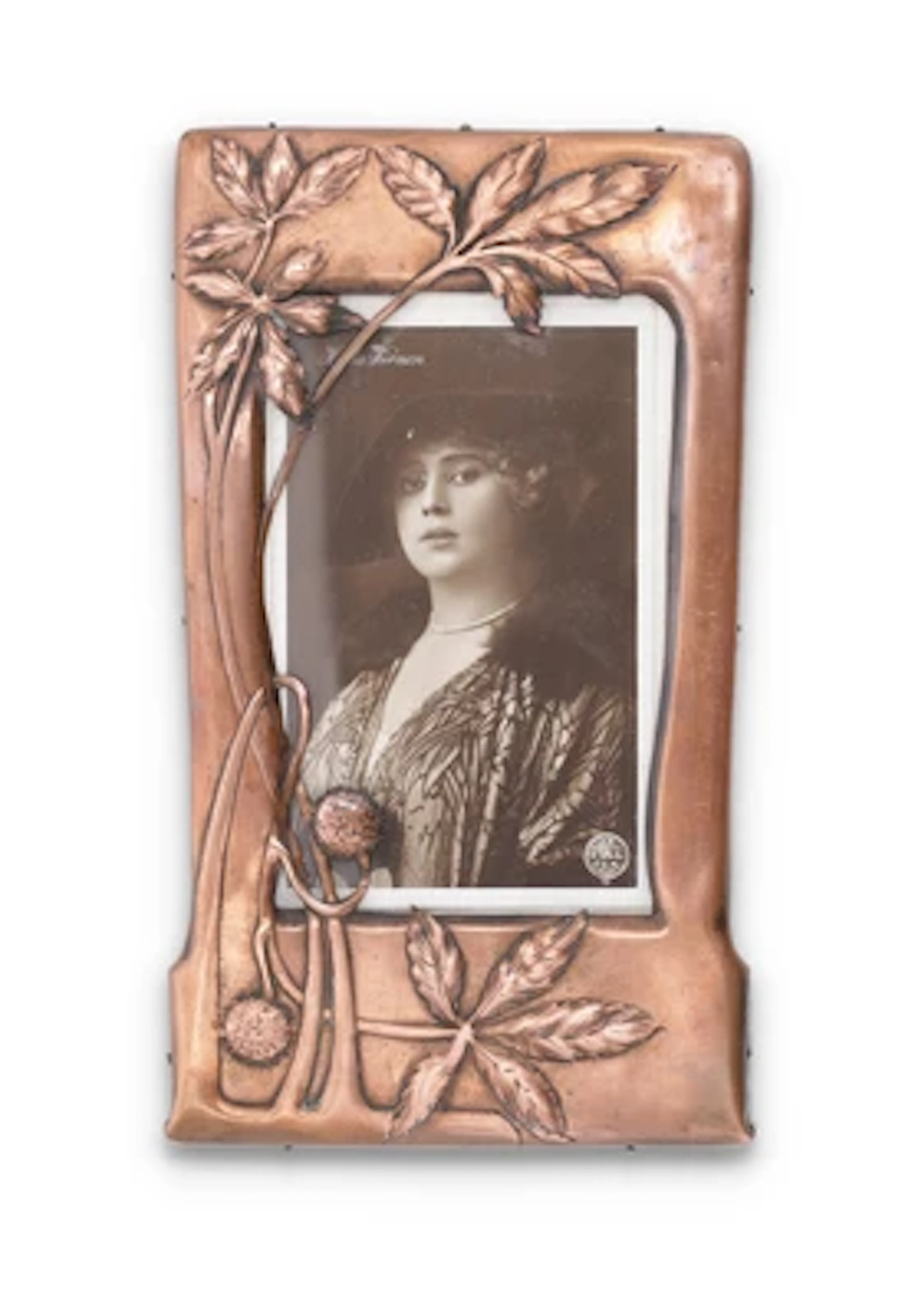 A photo frame with chestnut decoration, c. 1900/15